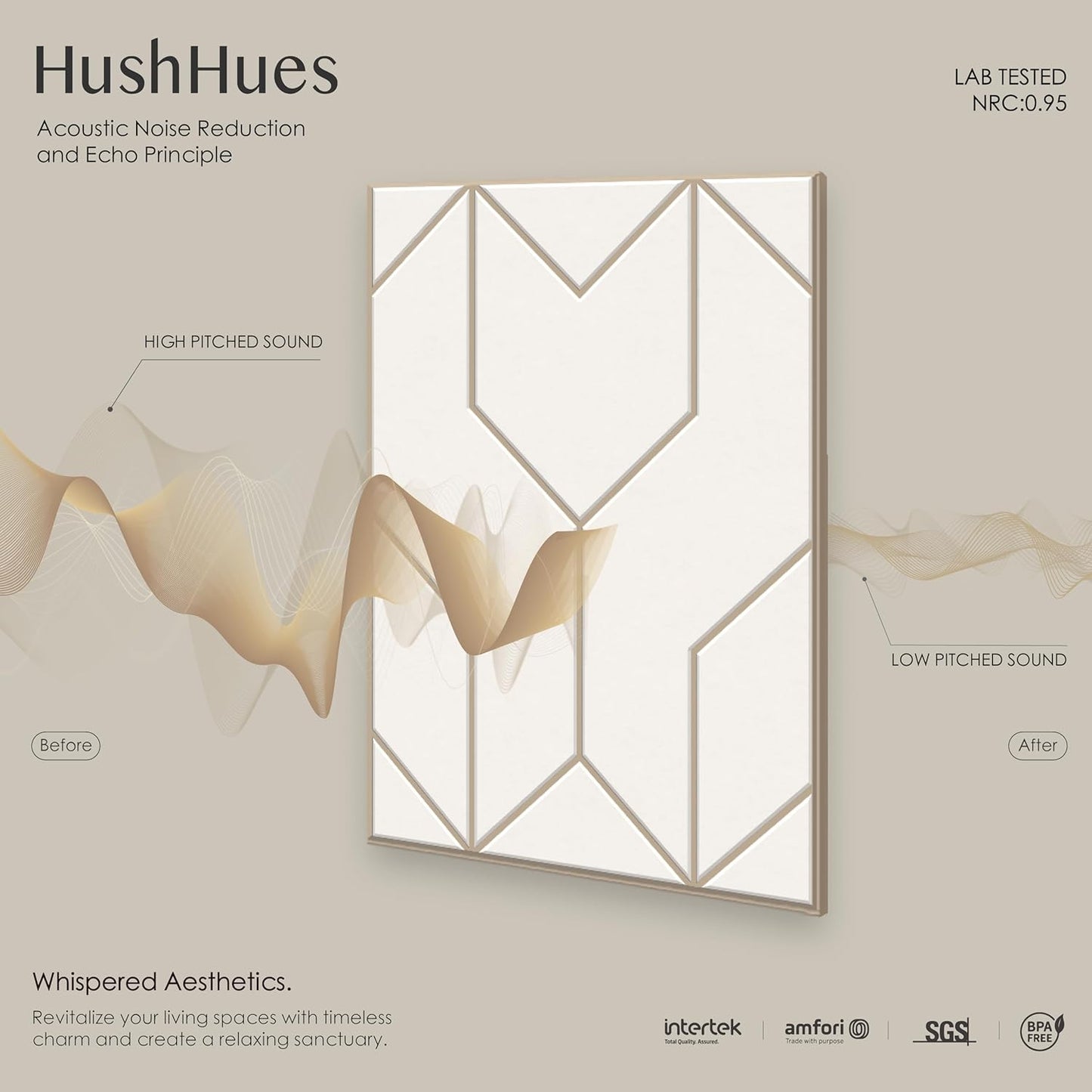 12-Pack Acoustic Panels, 16"x12"x0.4" Large Acoustic Wall Panels, Self-Adhesive Noise Absorbing Panels for Recording Studios, Off-White+Camel Decorative Acoustic Panels