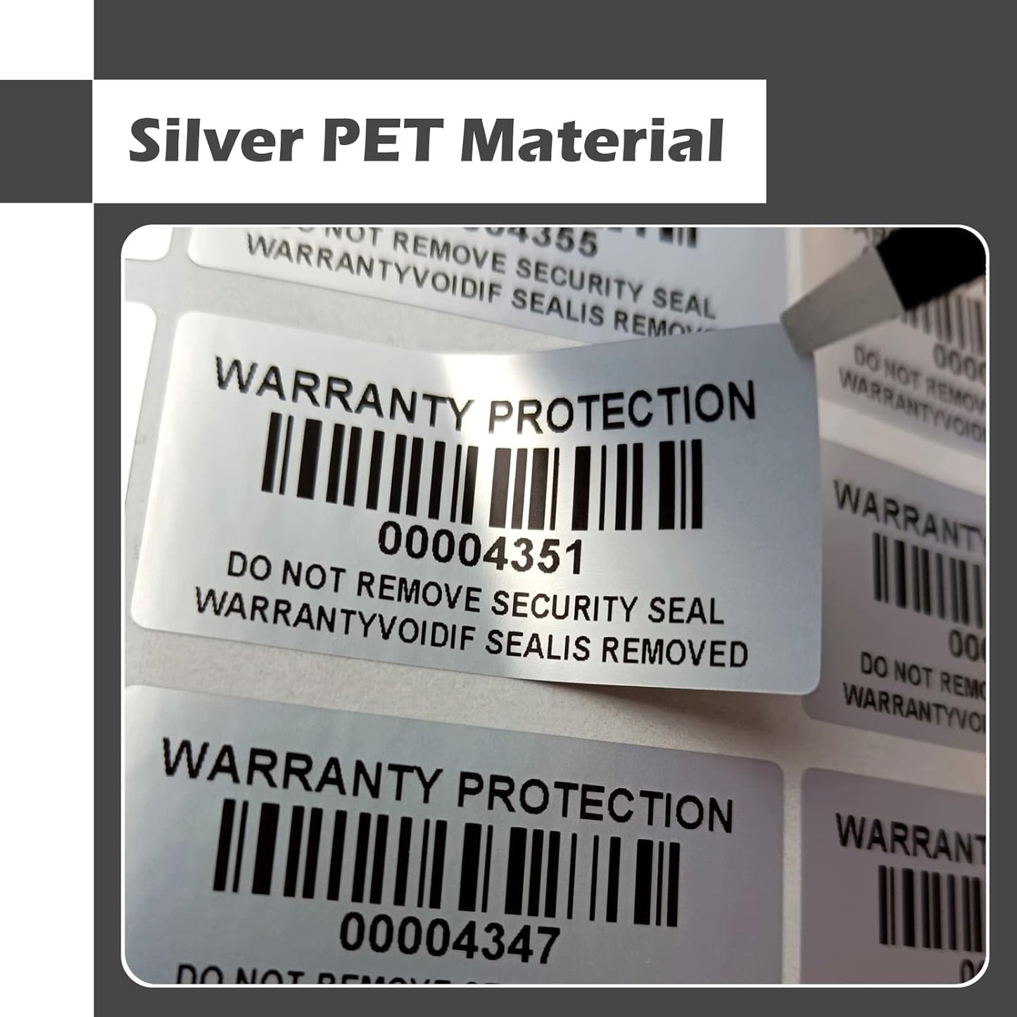 160pcs Tamper Evident Barcode Stickers with Individual Serial Number Security Warranty Void Sticker,Sealing Label for Package(1.6x0.8 inches,Silver)