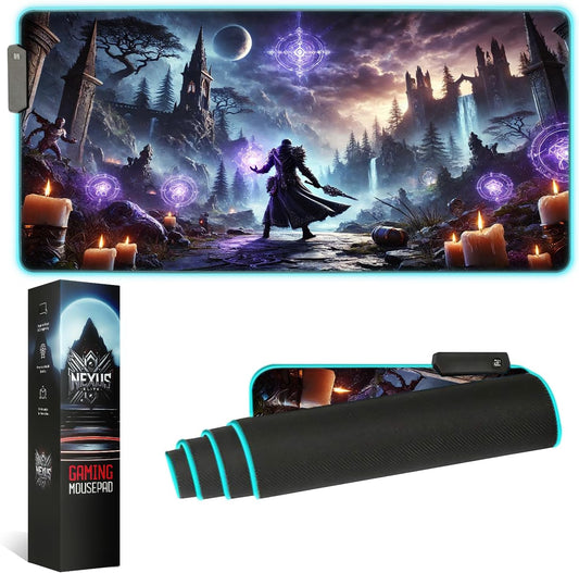 Gaming Mouse Pad - Desk Mat Gaming Mouse Pad , Medium Extra Large Extended Big Long Huge XL XXL and XXXL RGB LED Light Mousepad For a Computer , PC Mats Mousepads Sorcerers Fate