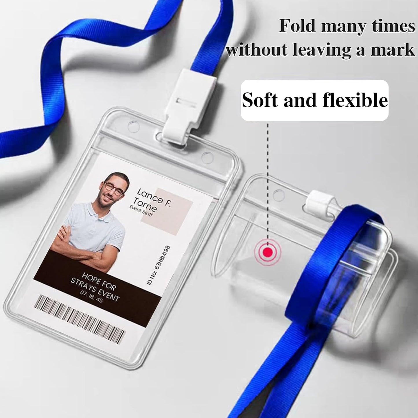 200 Pack Name ID Badge Holder-Plastic Badge Holder for Lanyard, Vertical Extra Thick 3.9" x 2.7" Waterproof Name tag Holder for School/Office/Hospital/Exhibition/Party/Credit Card (200)