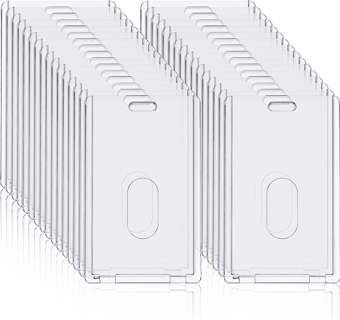 Chinco 60 Pcs Vertical Acrylic Badge Holders Waterproof Clear ID Holder Heavy Duty Card Holder Plastic Protector Cover Transparent Badge Protector Vertical in Office Products