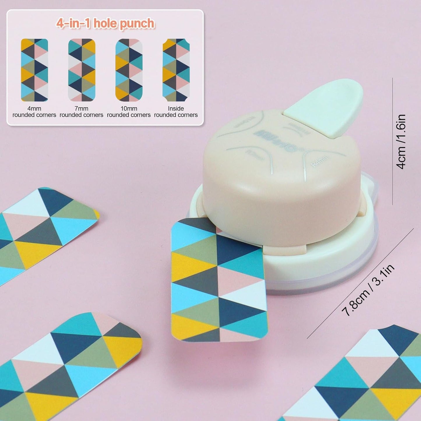 4 in 1 Corner Rounder Punch, Rounded Corner Hole Punch 4mm 7mm 10mm Corner Cutter for Crafts, DIY Projects, Photo, Card, Scrapbooking Making