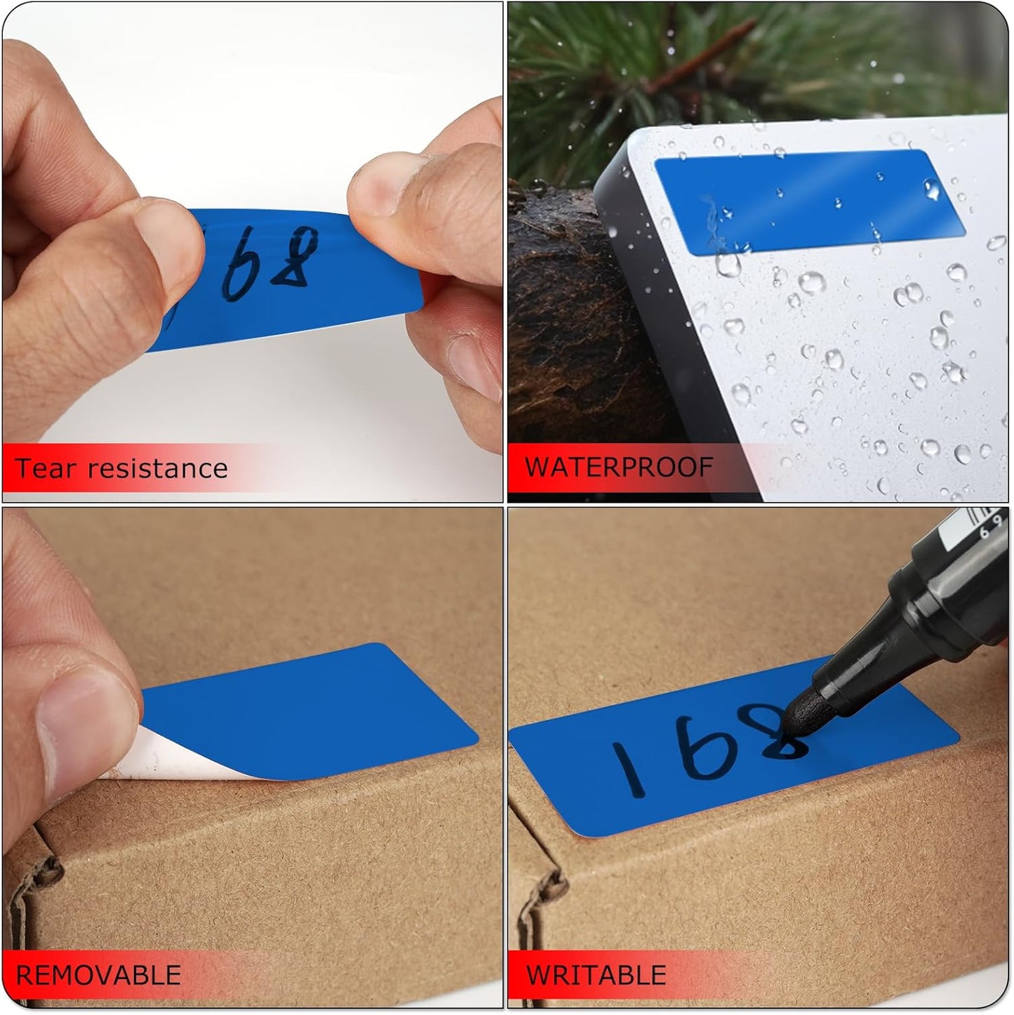 Blue Rectangle Stickers 2 x 1 Inch Color Coding Labels Vinyl Roll Self-Adhesive Waterproof Removable 500 PCS