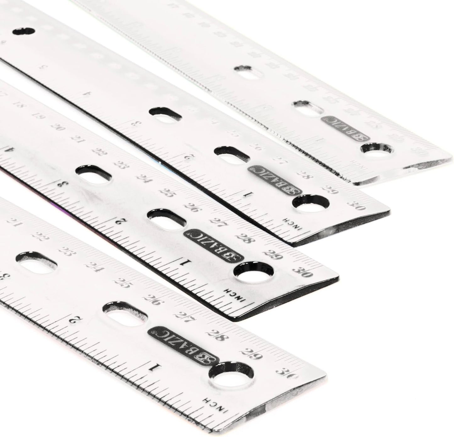 BAZIC Plastic Clear Rulers 12 inch (30cm), Inches Centimeter Metric Ruler Measuring Long Ruler, Straight Edge Ruler for Students School Supplies, 1-Pack