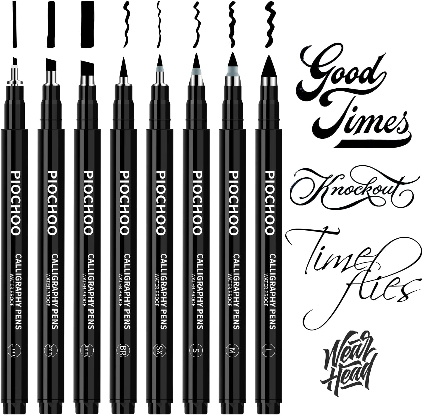 Calligraphy Pens,8 Size Calligraphy Pens for Writing,Brush Pens Calligraphy Set for Beginners, Hand Lettering Pens