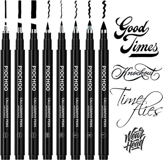 Calligraphy Pens,8 Size Calligraphy Pens for Writing,Brush Pens Calligraphy Set for Beginners, Hand Lettering Pens