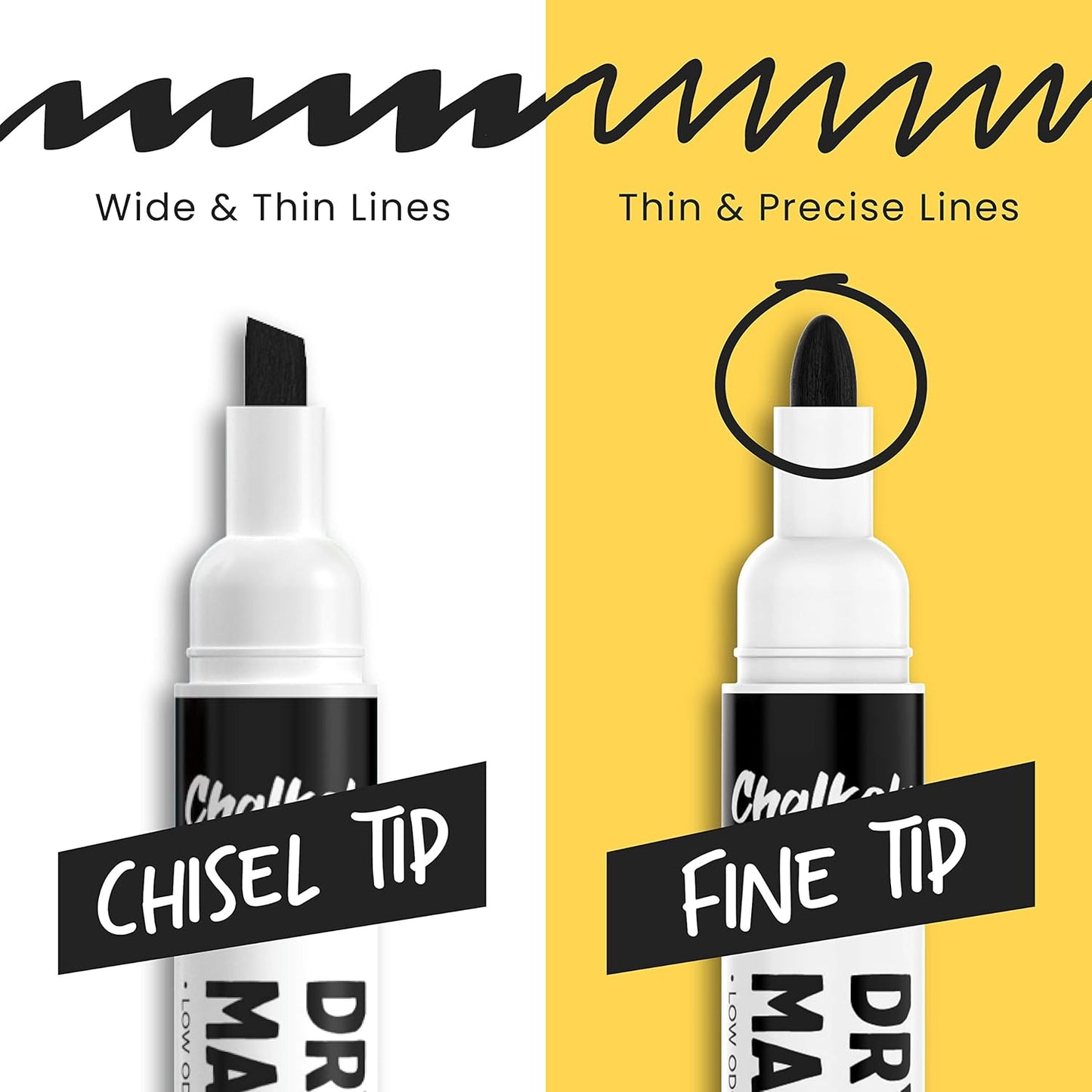 Chalkola Black Dry Erase Markers Fine Tip Bulk Pack of 60, Black Fine Point White Board Markers Dry Erase Pens - Low Odor Whiteboard Pens for Kids, Home, Office, Back to School Supplies