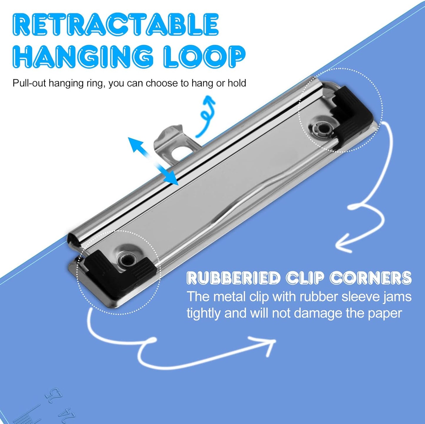 Clipboards, HERKKA 25 Pack Plastic Clipboards Low Profile Clip Standard A4 Letter Size, Assorted Transparent Color, for Classroom and Office Use