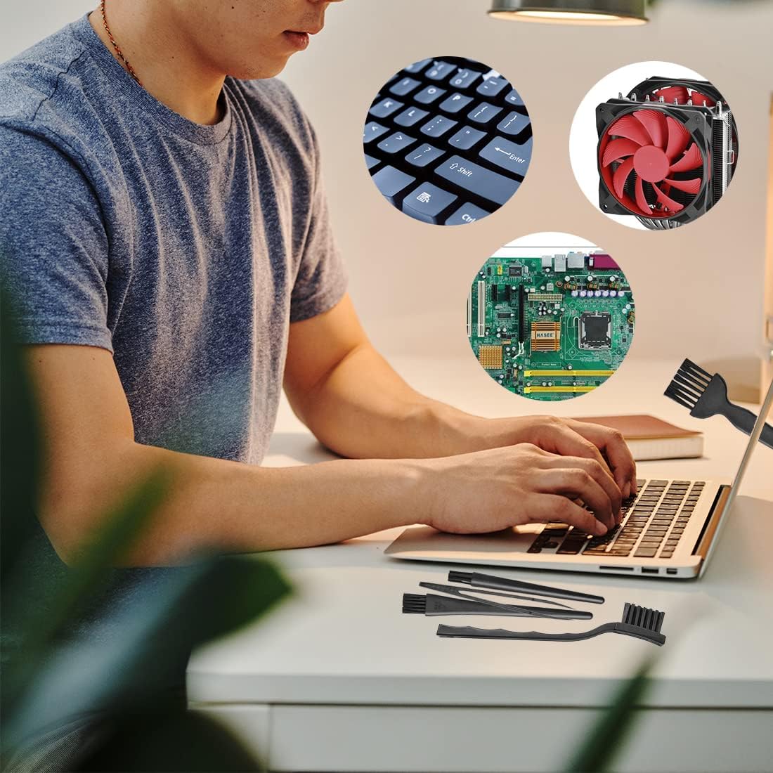 ELANE 6 Pcs Small Cleaning Brushes for Tight Spaces,Brushes for Cleaning Brush for Electronics,Brush for Cleaning Small Objects