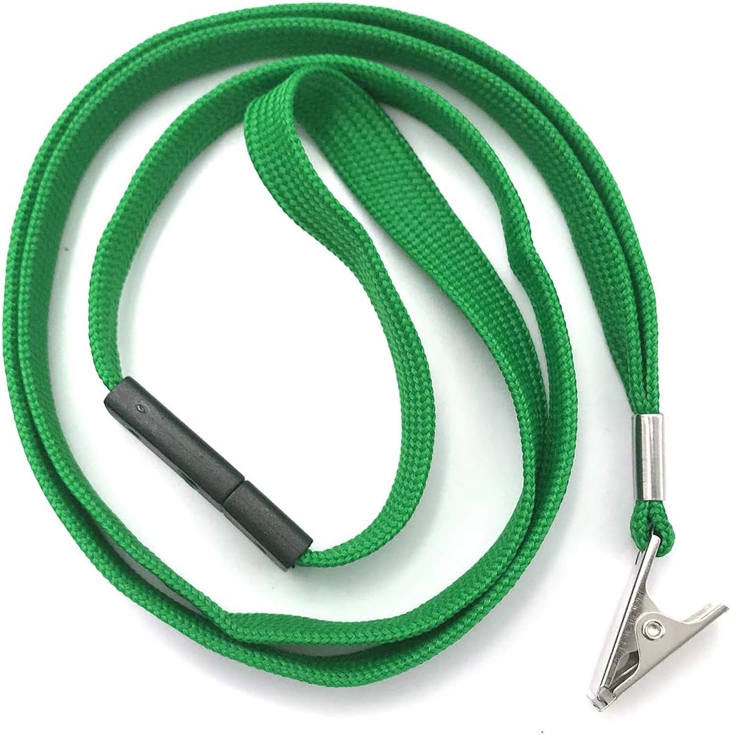 Bird Fiy Lanyards Breakaway Bulk Black Lanyards Neck Flat Safety Badge Lanyard Bulldog Clip (Green, 50 PCS)