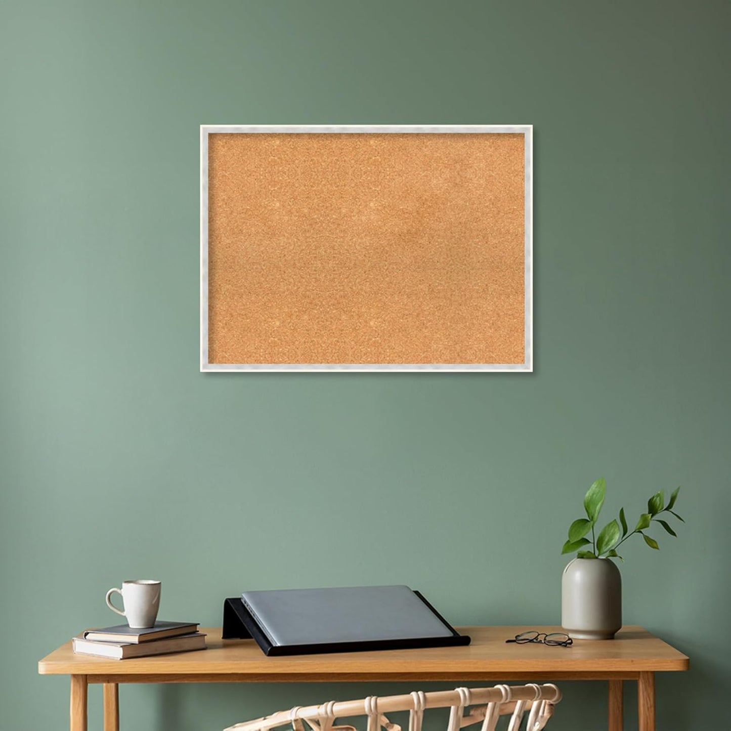 Amanti Art Natural Cork Board for Wall, 23x31 Vision Board with White Frame, Large Corkboard Office Decor for Home Organization, Modern Corkboard Pinboard to Display Items for Home Organization in