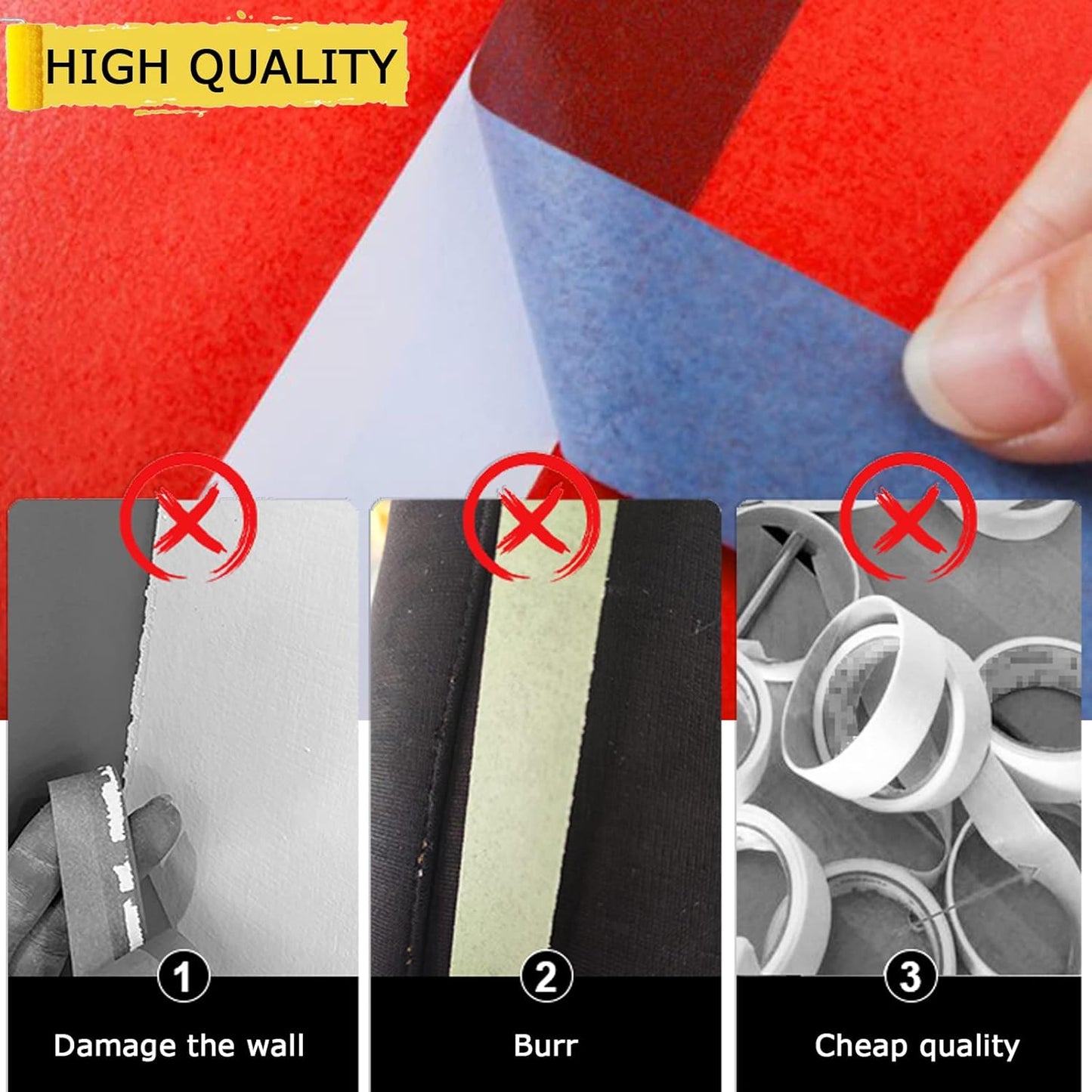 6 Rolls Masking Tape, Blue Painters Tape, Artist Painter's Painting Paper Tape for Multi-Purpose Wall Paint, DIY Crafts & Arts, Scrapbook, Decoration, Labeling, Edge Finishing (1.88Inch x 60.1Yard)