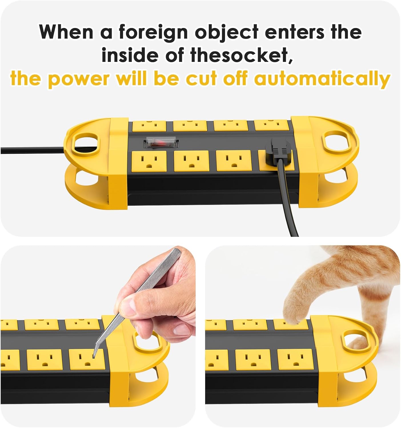 CCCEI Outdoor Power Strip Weatherproof with 8 Plug, Waterproof Extension Cord with Multiple Outlets, Christmas Exterior Garden Yard Surge Protector 6FT.