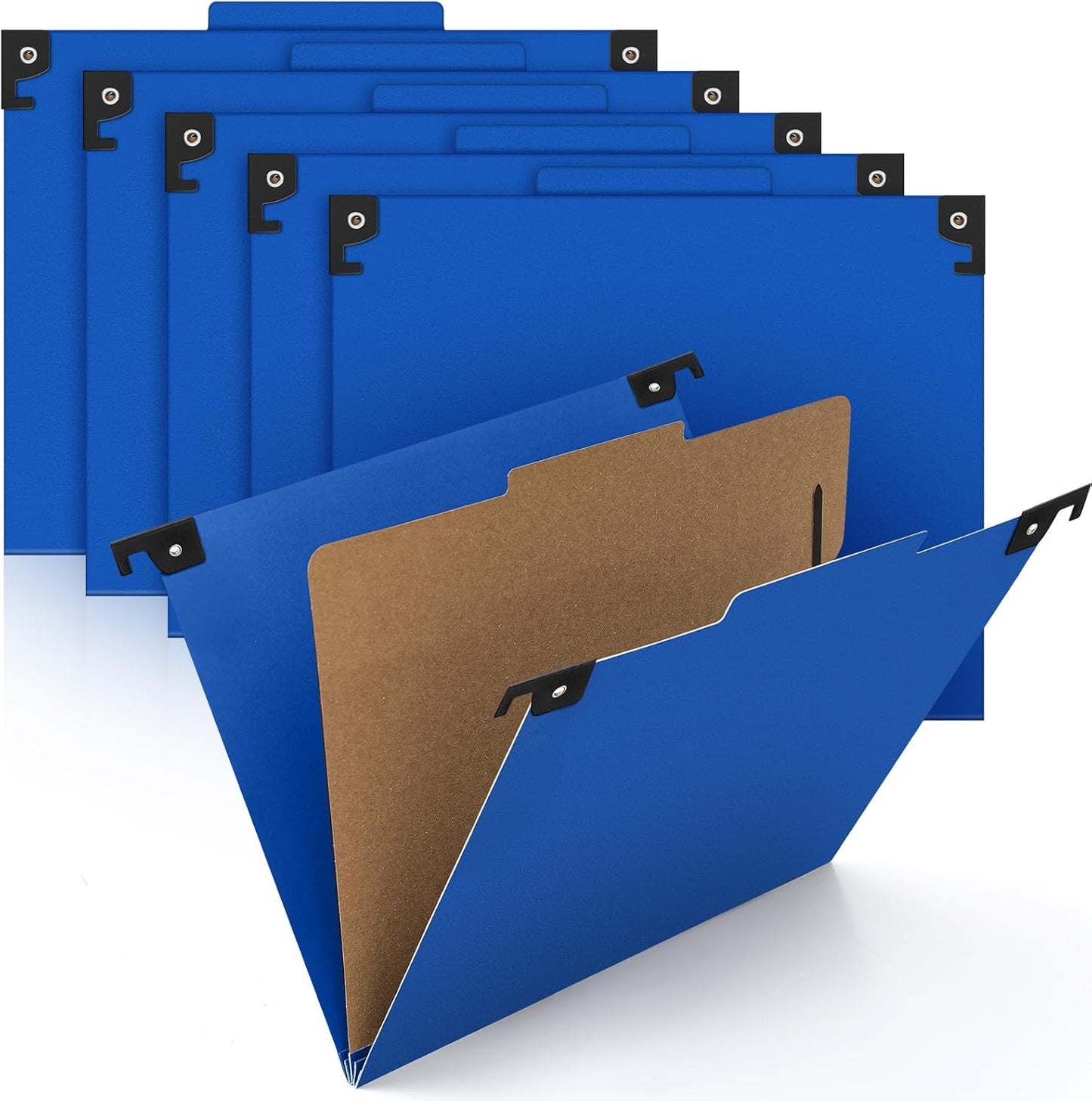 Henoyso 10 Pcs Dark Blue Hanging Classification Folders with Prongs, 1 Divider Letter Size, 1/3-cut with Built-in Hangers for Standard Medical Files, Law Client Files, Office Reports