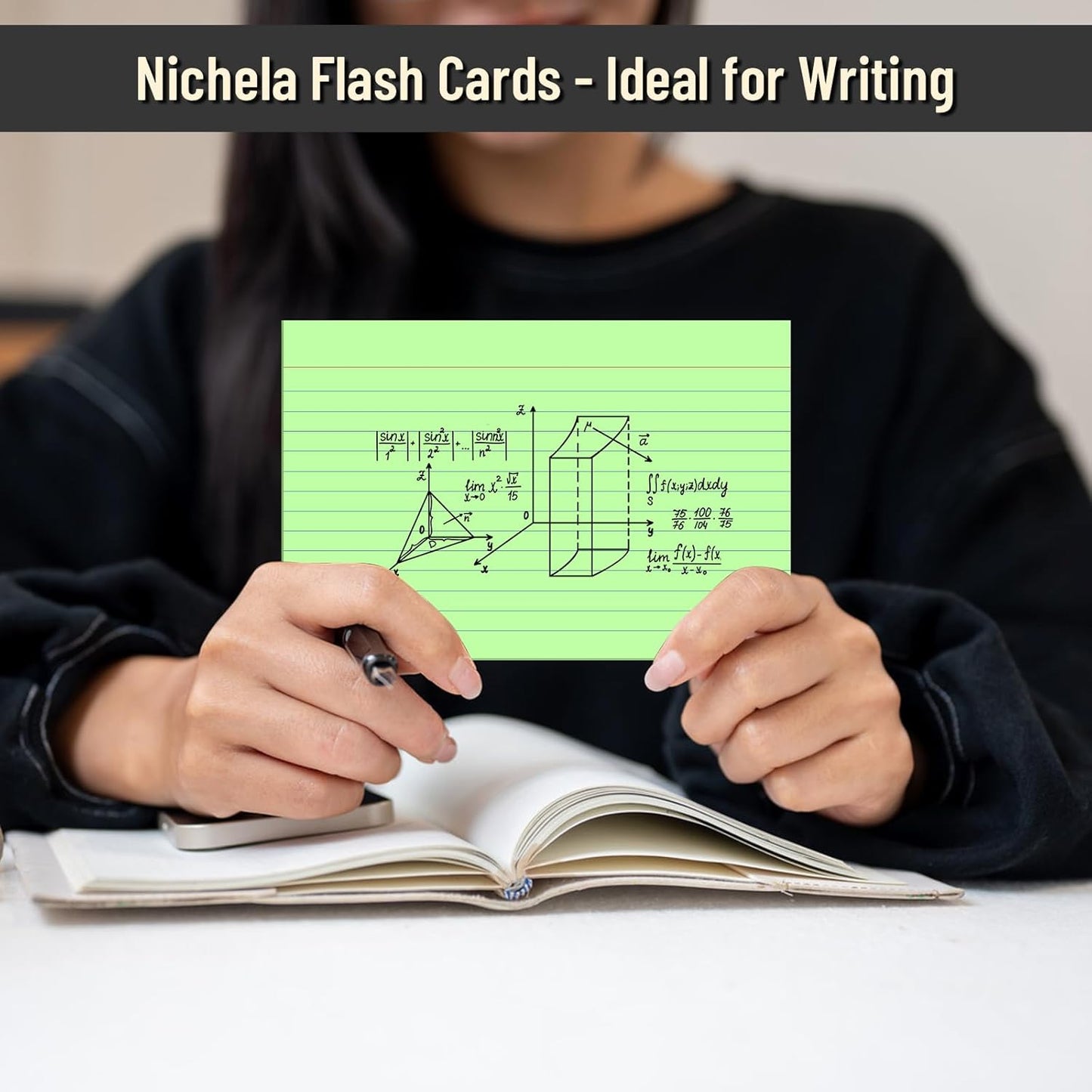 200 Pcs Index Cards 4 x 6 Inch Ruled Green Index Cards, College Ruled Flash Cards for School, College, Office and Home Organization, Durable Study To Do List Note Cards with Ruled Lines, 5 Pack of 40