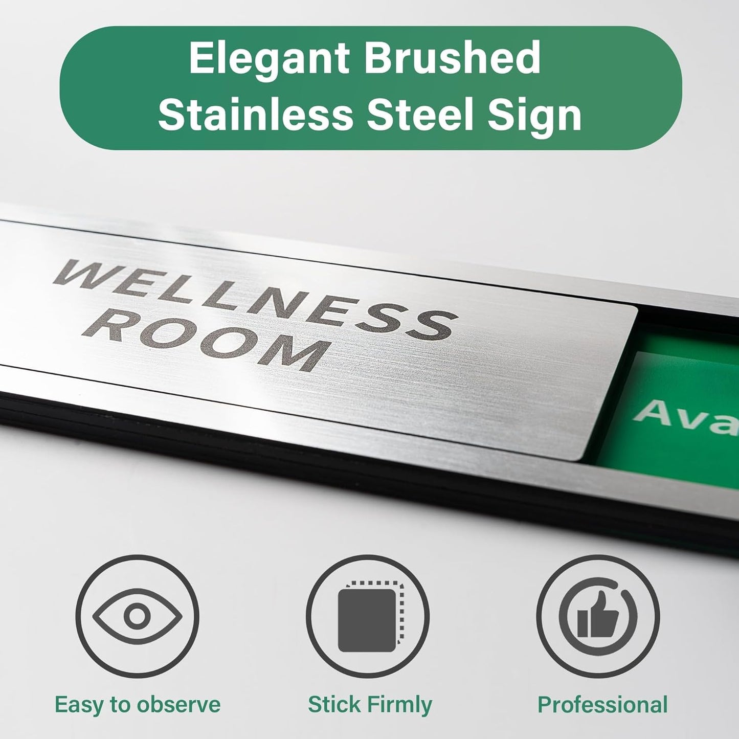 2 Pack Bathroom Door Signs, Restroom Signs for Business, Vacant Occupied Bathroom Sign, In Use/Available Slider Sign for Home Office Or Public Restroom Door, Brushed Silver 8" x 2.6"