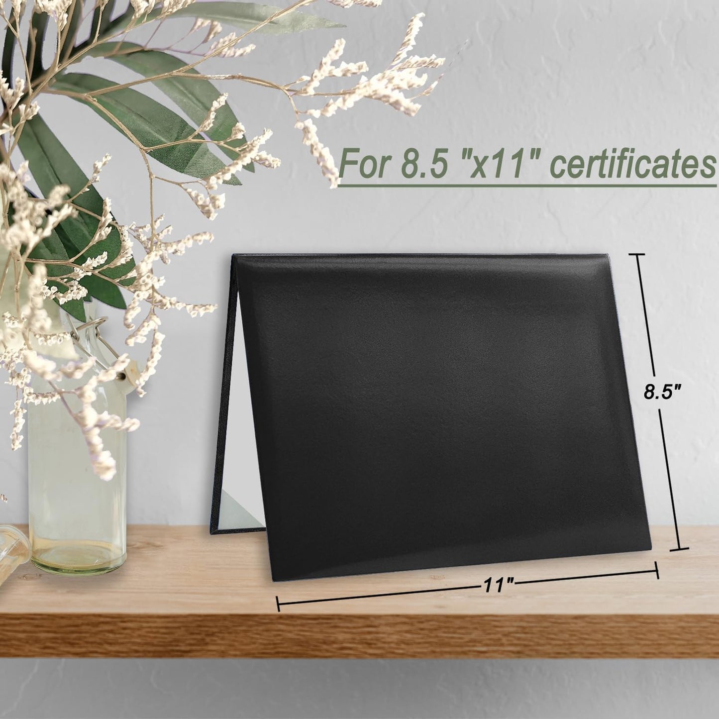 Certificate Holders 8.5"x11" Graduation Diploma Cover Document Leather Folders,Black-2 Pack