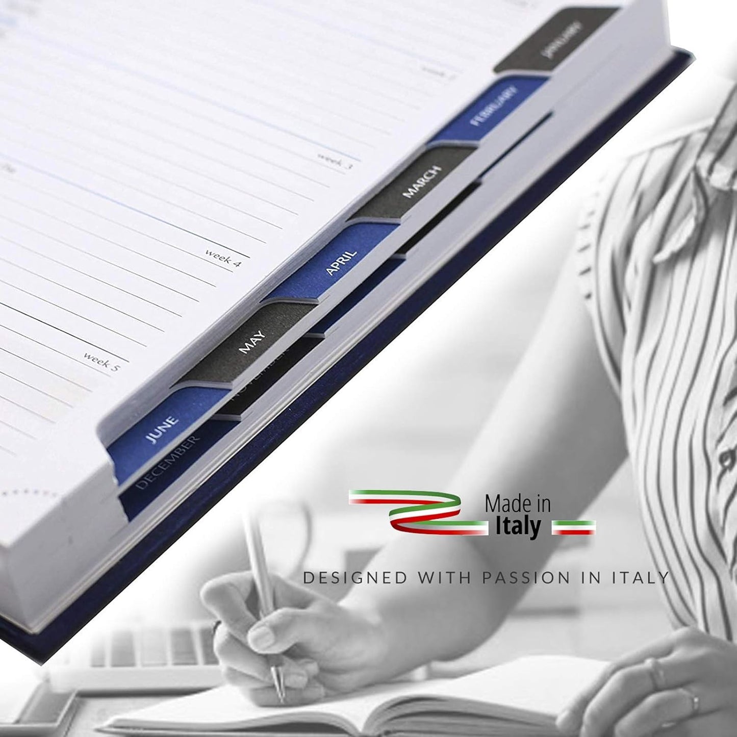 Daily Planner 2025 Page a Day – A5 Business Agenda 2025, Hourly Daily Planner 5x7, 365 Page Organizer with Monthly Tabs & Calendar, 2025 Diary for Men and Women (BLUE 2025)