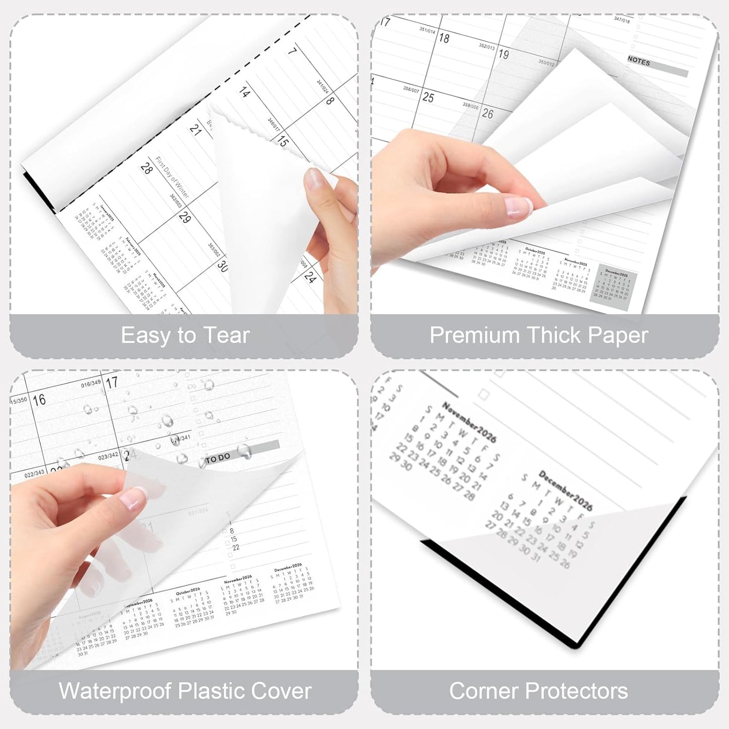 Gannyfer Desk Calendar 2025-2026, Large Calendar 2026 22" x 17", July 2025 - Dec 2026, 18 Monthly Academic Desktop Pad Calendar with Plastic Cover, Thick Paper, for Planning and Organizing in Office, School, Family(6 Stickers)