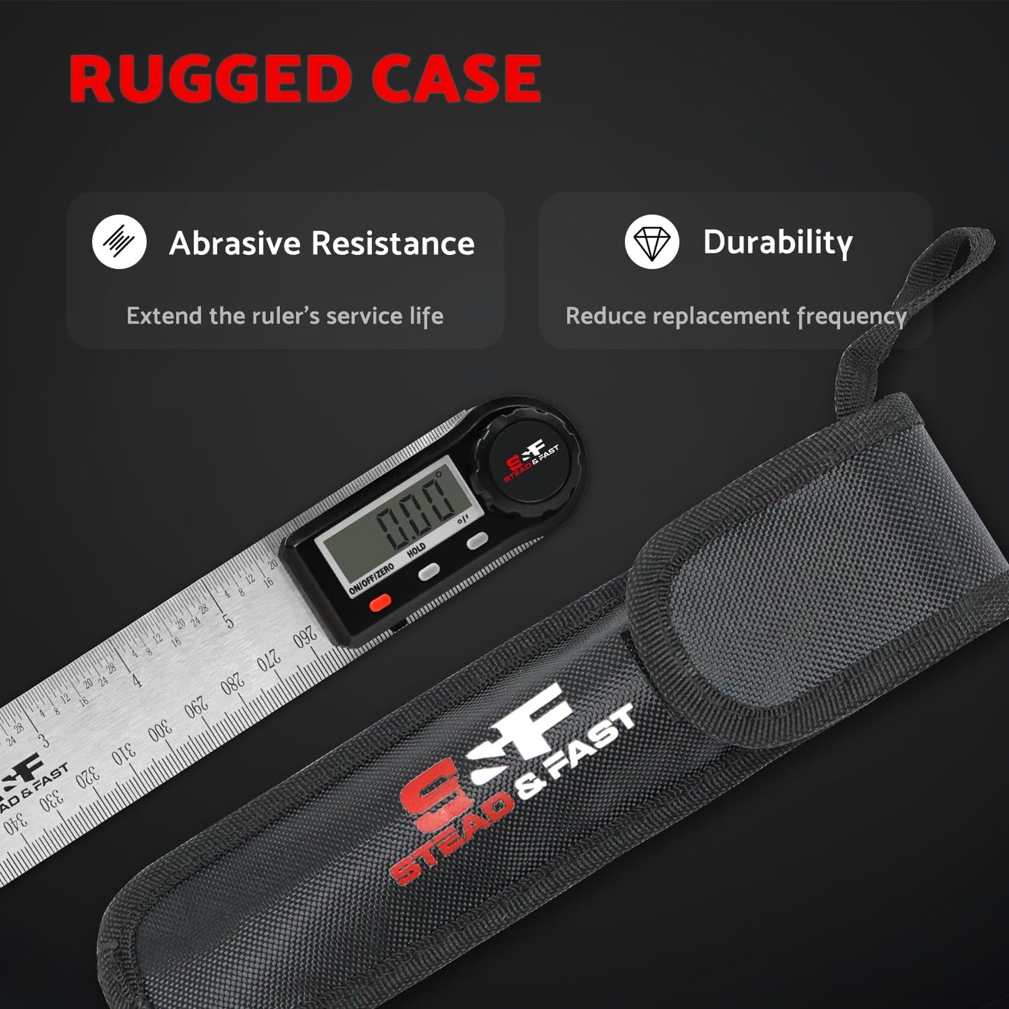 Digital Angle Finder Tool for Woodworking 7 inch / 200 mm, Stainless Steel with Case, Digital Protractor Angle Finder for Measurement by S&F STEAD & FAST
