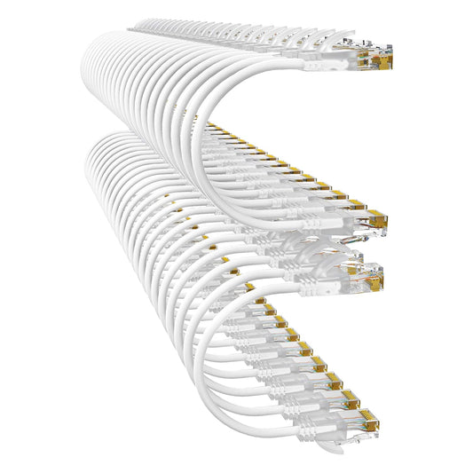 Cat6a Patch Cables 0.5ft (48 Pack) Slim, Cat6 Ethernet Patch Cable Pure Copper, Flexible Cat 6 Patch Cable 550MHZ 10G, Space-Saving Cat 6A Network Cables for Patch Panel White