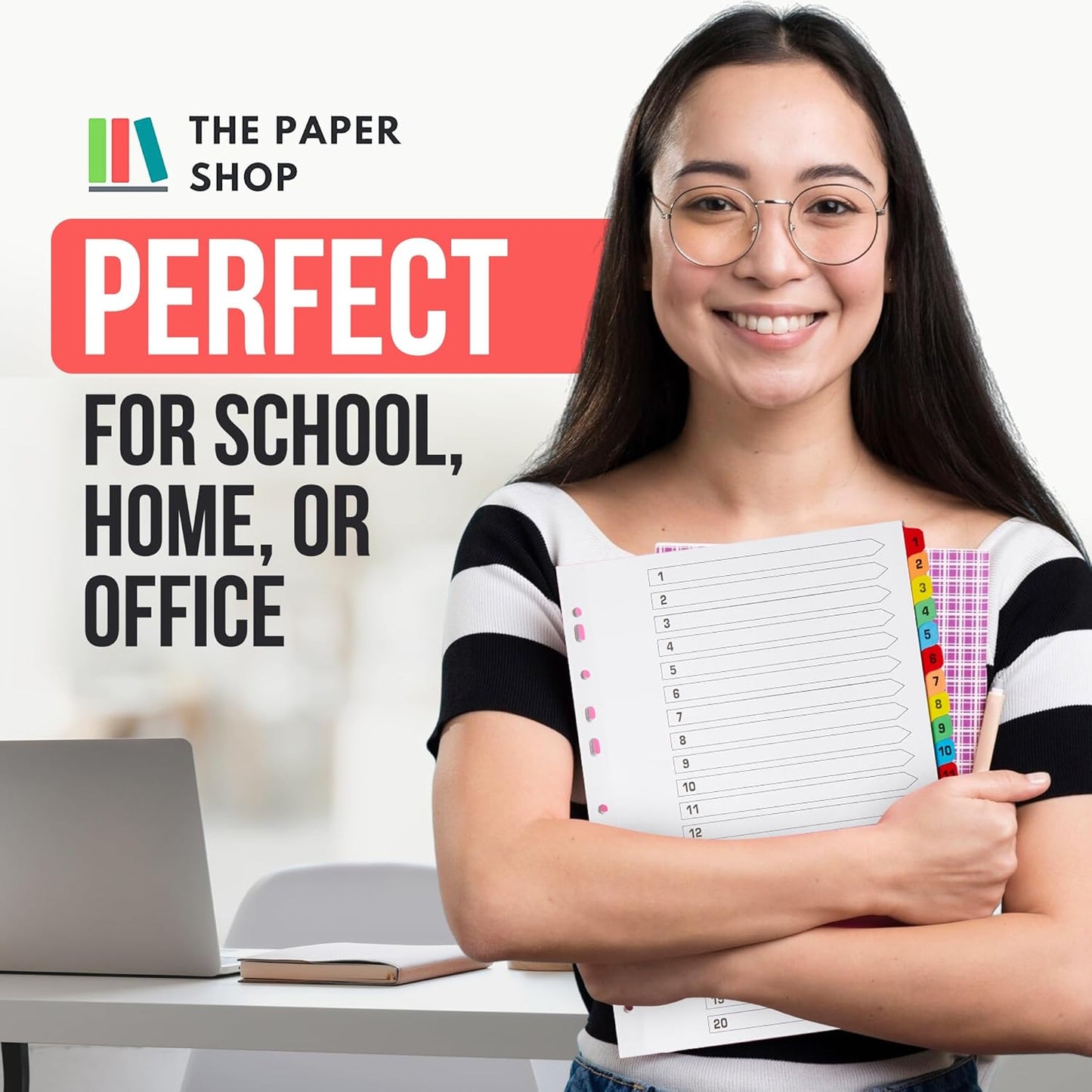 Binder Dividers with Tabs 1-20 Numbered – A4 (3 Pack) | Dividers for 3 Ring Binder | Numbered Tab Dividers for Office, School & Home Organization - The Paper Shop