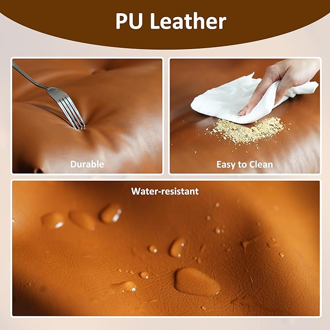 Faux Leather Executive Office Chair - Big and Tall Ergonomic Home Office Chair,Reclining Computer Desk Chair with Lumbar Support,Adjustable Task Chair Swivel Rolling PC Chair with Wheels,Browm,PU