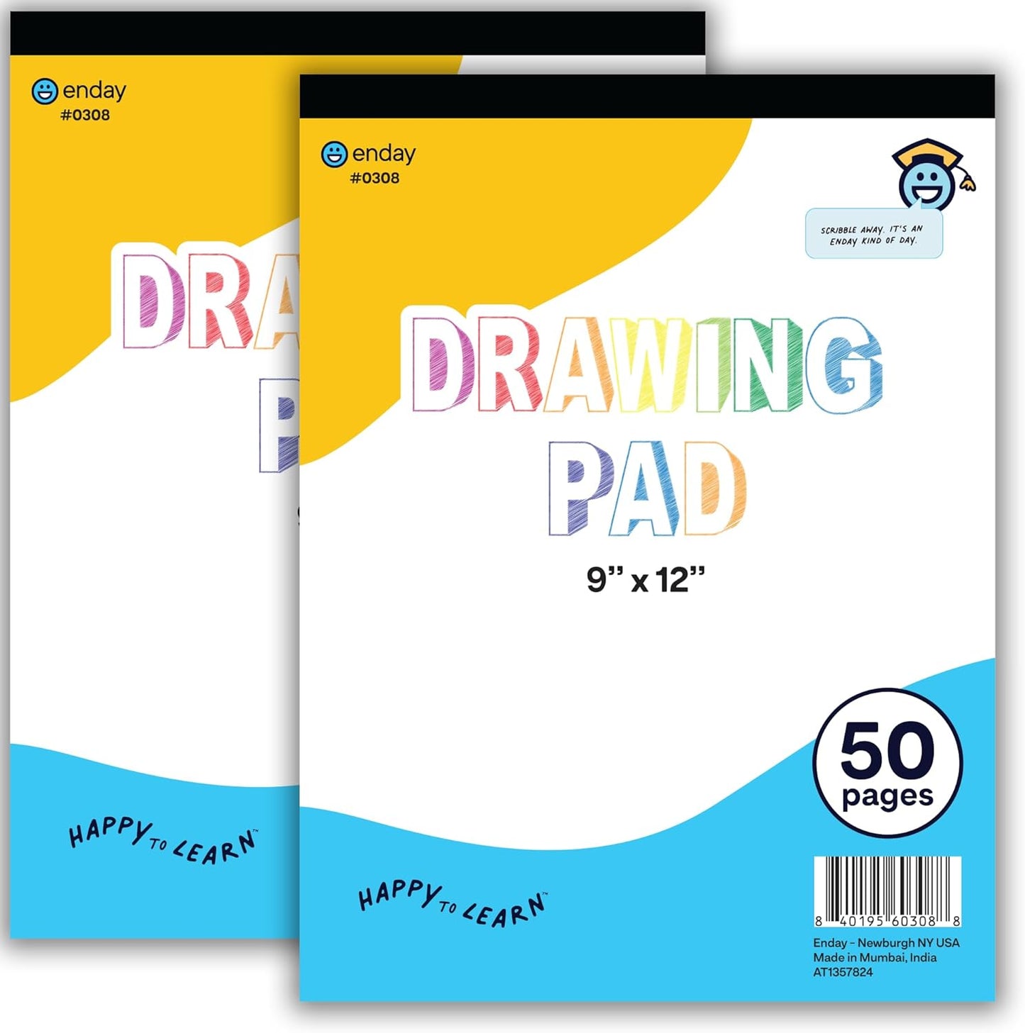 Emraw Sketch Pad for Kids (2 Pack) - 9" x 12" Kids Drawing Pad, 50 Sheets