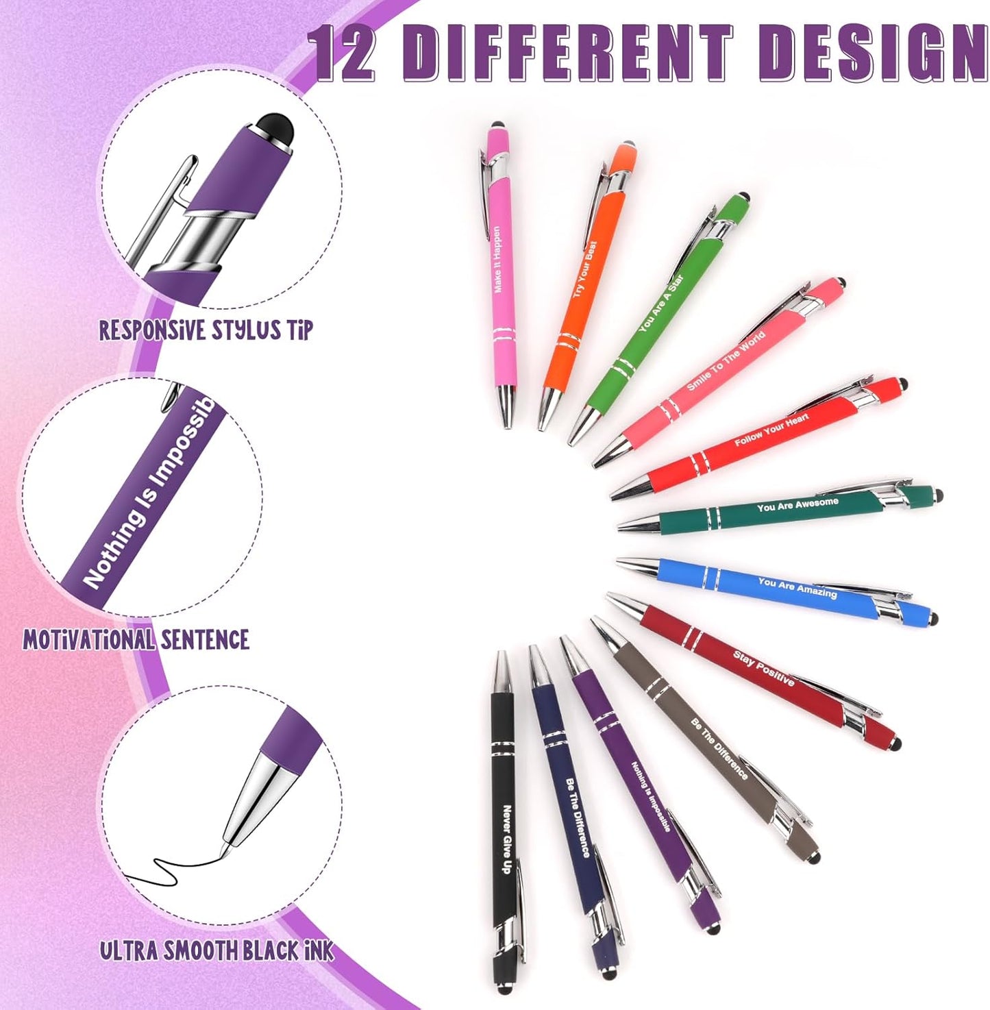 48 Pcs Bulk Motivational Pens Inspirational Notepads Set, Small Pocket Motivational Quote Notebooks and Ballpoint Pens, Mini Journals Gift Set for Kids Students Teachers School Office Prizes Supplies