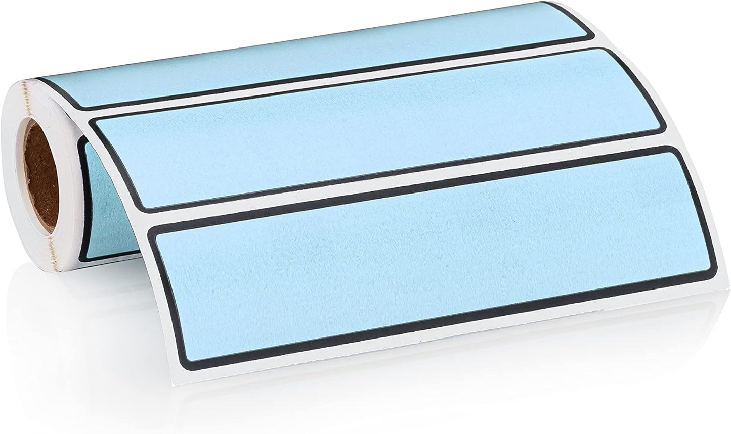 Carstens Adhesive Sticker Labels, 5 3/8” x 1 3/8”, Binder Labels for 1.5” – 4” Ring Binder Spines, Blue, Roll of 200