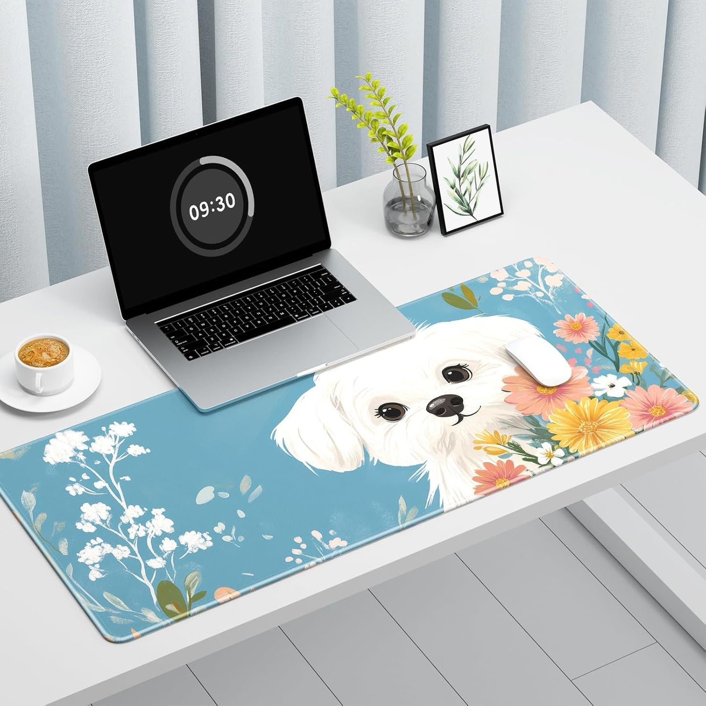 Auhoahsil Large Mouse Pad, XXL Gaming Mousepad, Desk Mat for Desktop, Thick Rubber, Big & Long Size, Stitched Edges, Full Desk Pad for Laptop & Computer, Extended 35.4 x 15.7 in, Cute Dog Pomeranian