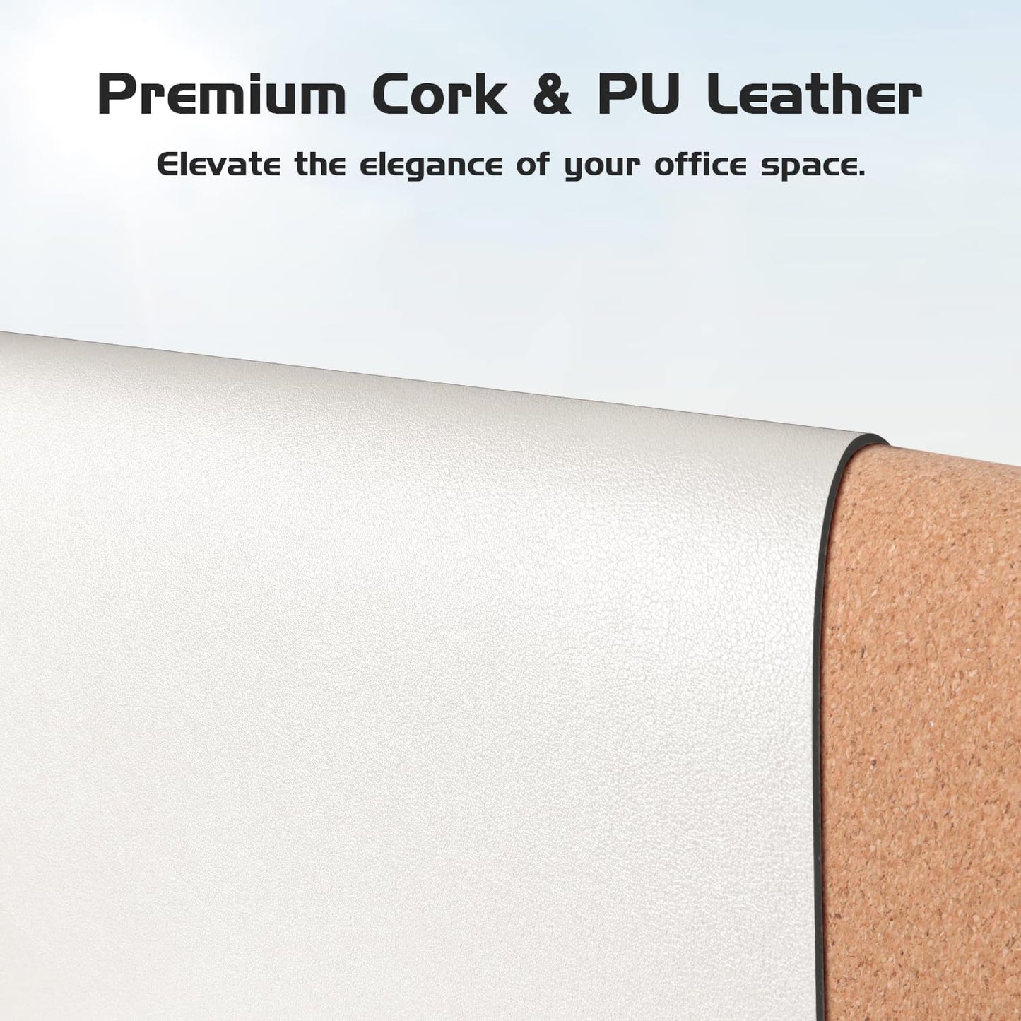 Aothia Dual-Sided Desk Pad - Leather Desk Mat, Natural Cork Desk Pad Protector, Large Mouse Pad for Desk, Waterproof Desk Blotter Pad, Desk Writing Pad for Office Work/Home, Off-White (25.6"x13.7")