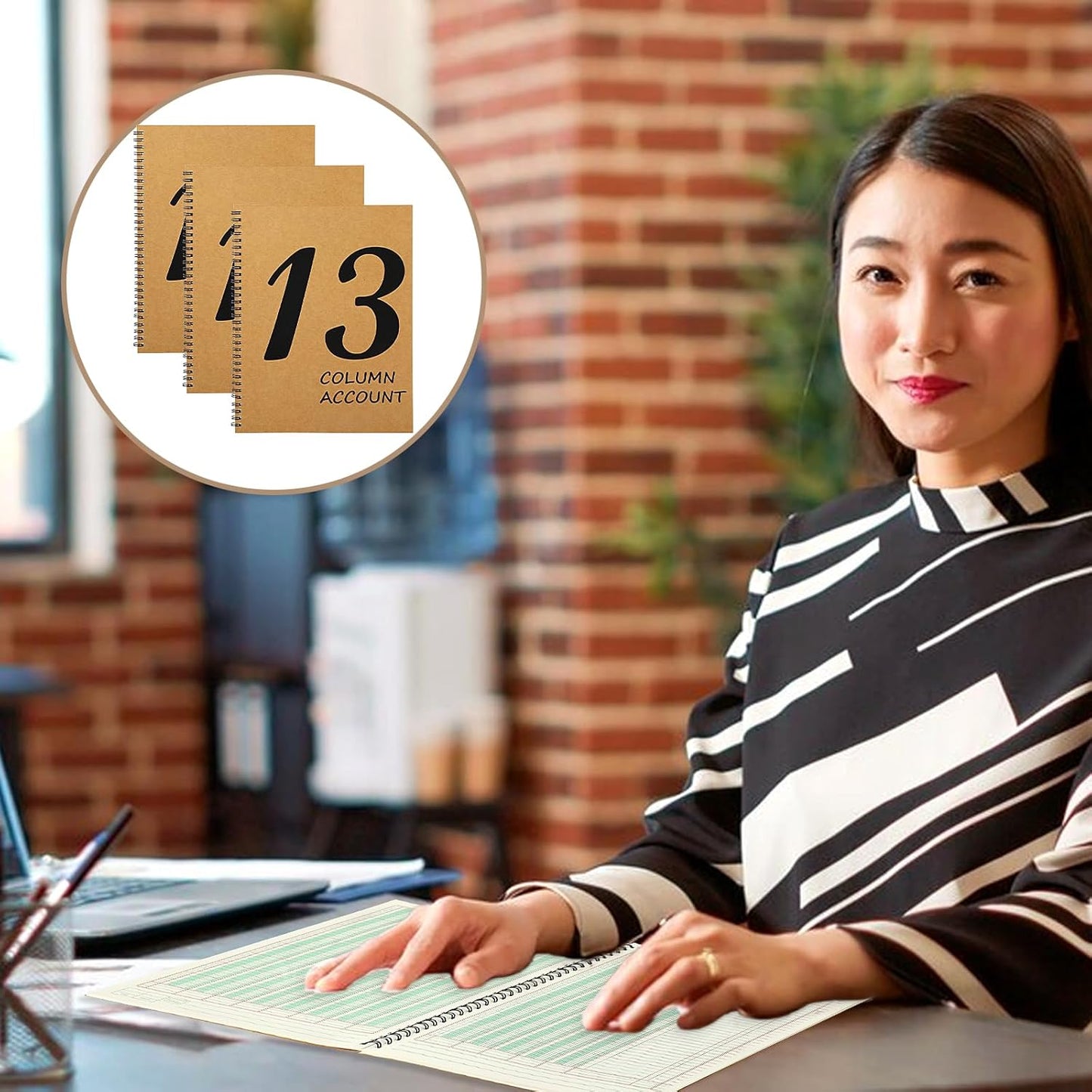 13 Column Ledger Book 8.5 * 11inch Account Book Notebook Columnar Pad Columnar Pad 13 Columns Premium Analysis Pad Kraft Paper Cover 100 Pages for Personal Use Small Business(50 Sheet)