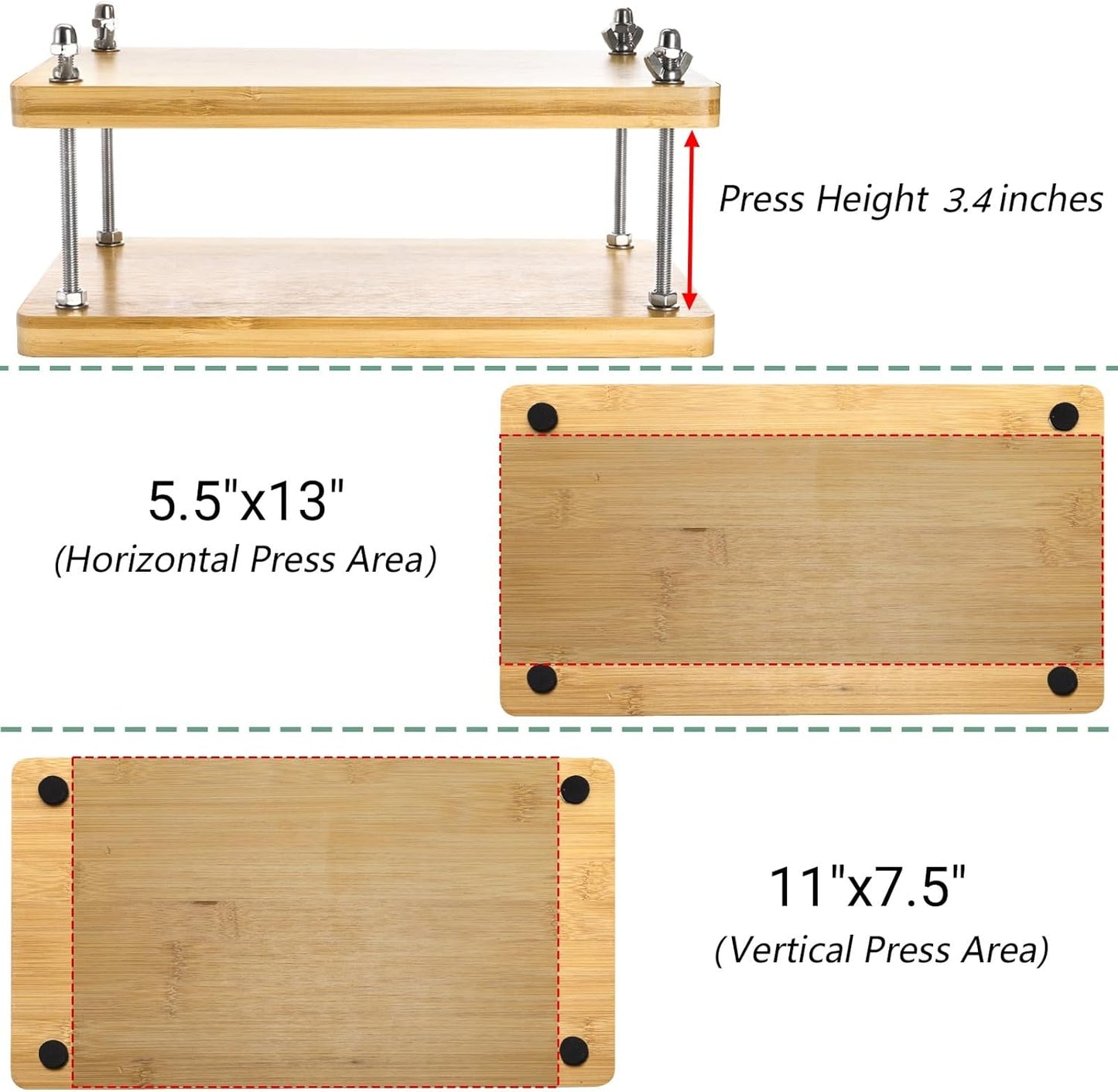 Noamus 13"x7.5" Book Press, 30pcs Bamboo Paper Press Bookbinding Kit, Portable Binding Supplies with Anti-Slip Mat, Handmade Flower Pressing Tools for DIY, Beginners Craft Enthusiasts, Easy Assemble