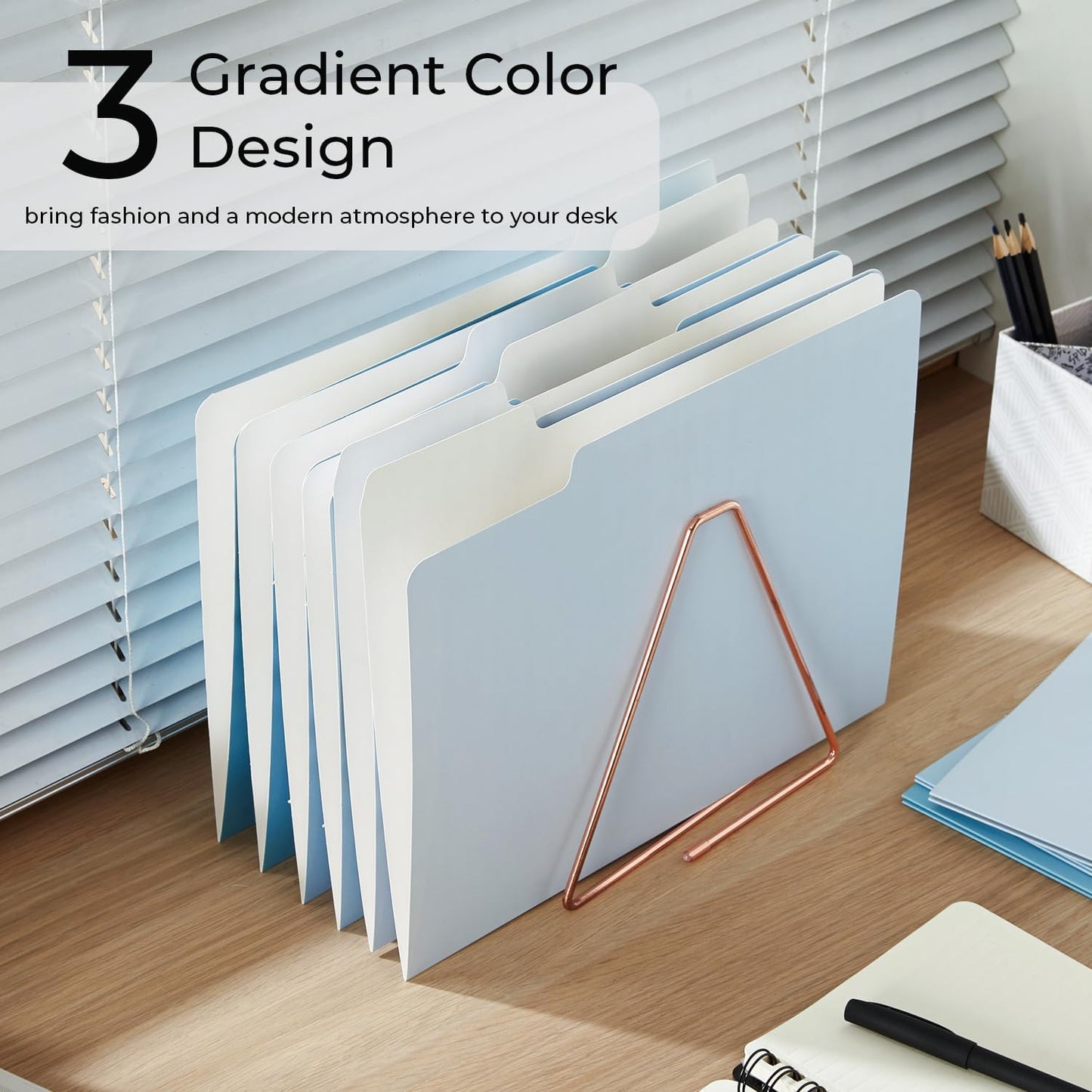 Y YOMA 12 Pack Colored File Folders Letter Size Gradient File Folder with 1/3-Cut Tab Cute Pretty Decorative Heavyweight Filing Folder File Organizers for Office School Home Desktop, Lake Blue