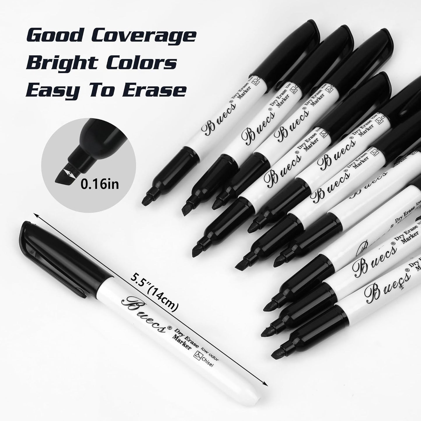 Black Dry Erase Markers, Low-Odor, 150 Count, Chisel tip, Perfect for Writing on Whiteboards, Dry-Erase Boards, Glass, School Office Supplies