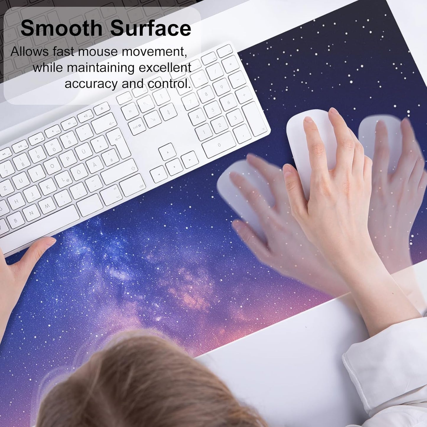 QIYI Desk Pad, Galaxy PU Leather Desk Blotter Protector, Waterproof Computer Desk Mat, Keyboard Mouse Pads, Non Slip Base Home & Office Accessories, Extended Large Size 31.5" x 11.8" - Starry Sky