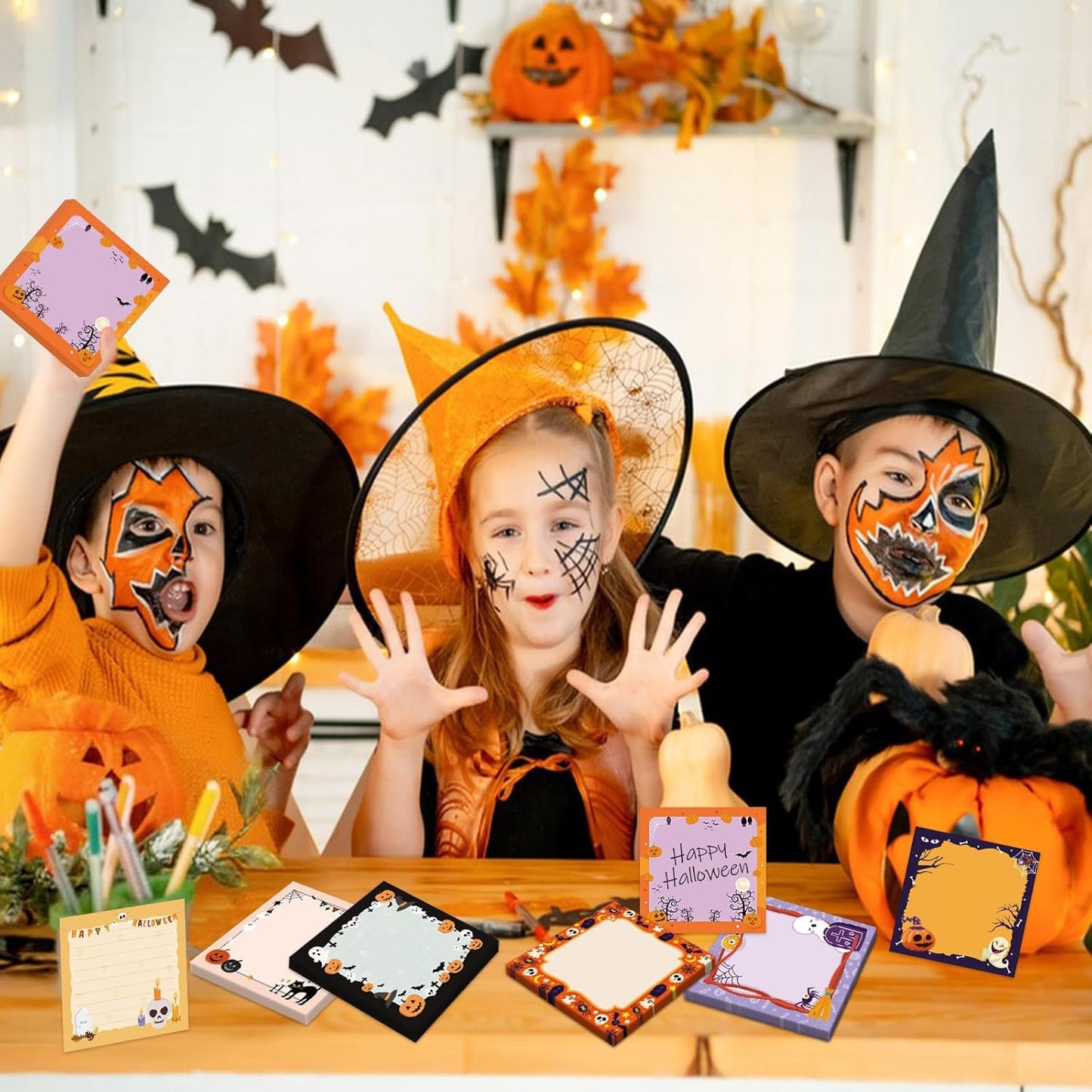 600 Halloween Sticky Notes, Cute Pumpkin Ghost Spider Memo Notes Halloween Note Pads for Trick or Treat Party Favors Home Office School Supplies