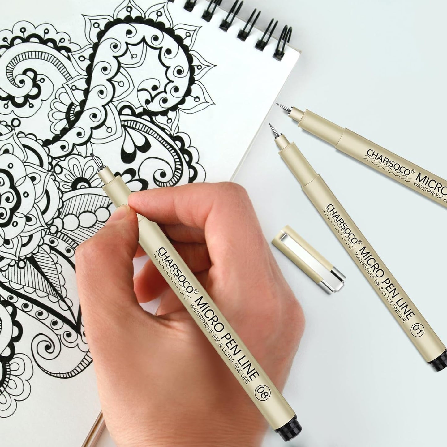 Black Micro Pens, 6 Sizes in 0.23mm - 2mm, Waterproof Archival Ink, Fine Point Pen for Artist Illustration, Sketching, Anime, Manga and Technical Drawing