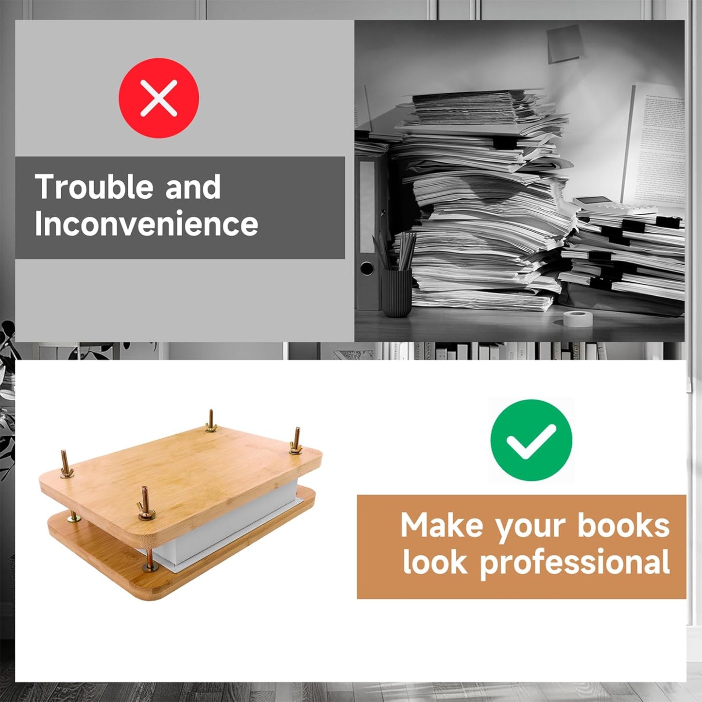 GeryVtee Wooden Book Press 11.6x7.87 inch Large Bookbinding Press Portable Binding Press for Binding Machine, Bookbinding Supplies for DIY Bookbinding Easy Assemble