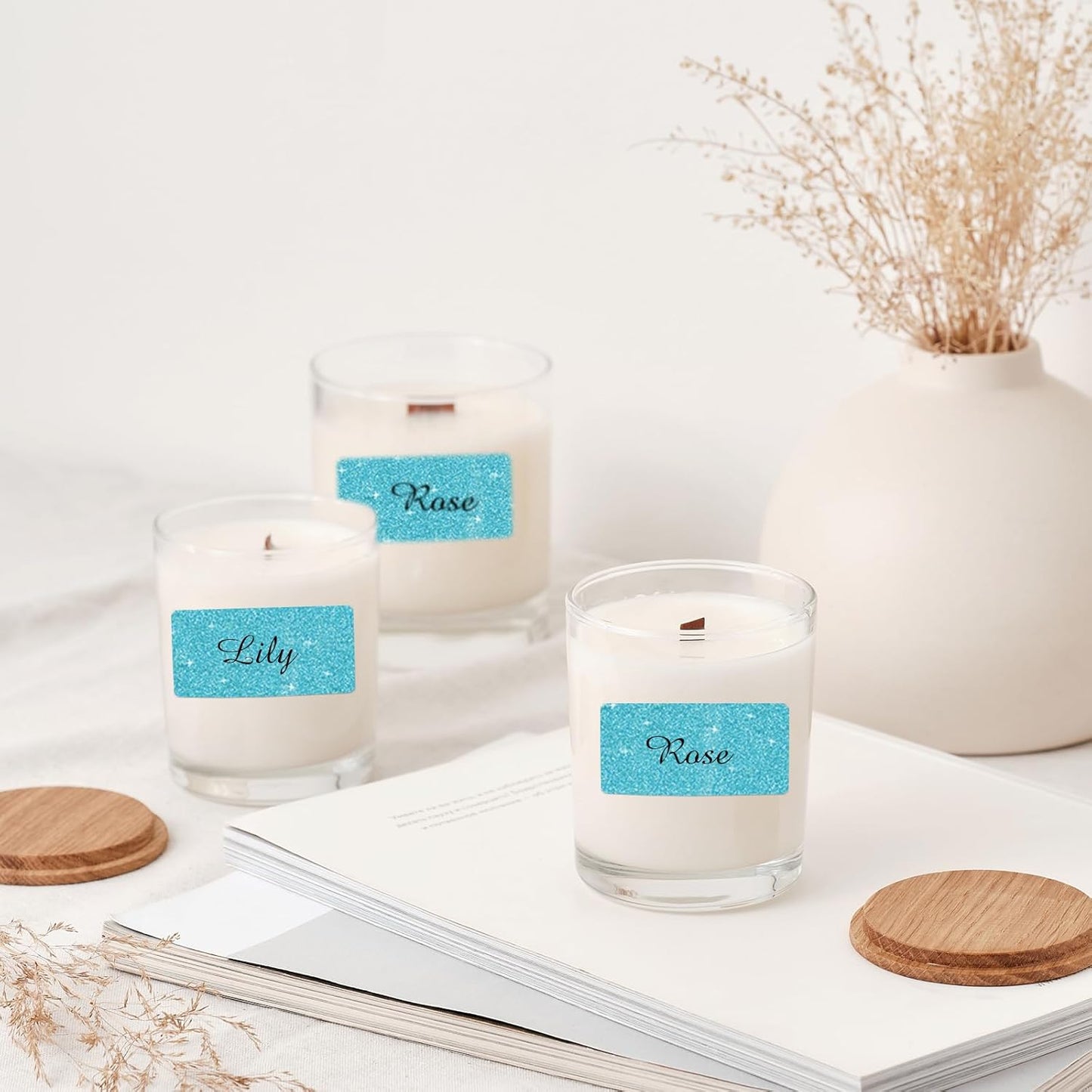 2"x1" Holographic Thermal Labels Stickers, Glitter Direct Thermal Printer Labels, Waterproof Self-Adhesive Address Shipping Label Stickers, 300 Sheet/ 1 Roll, Holographic Shiny Blue