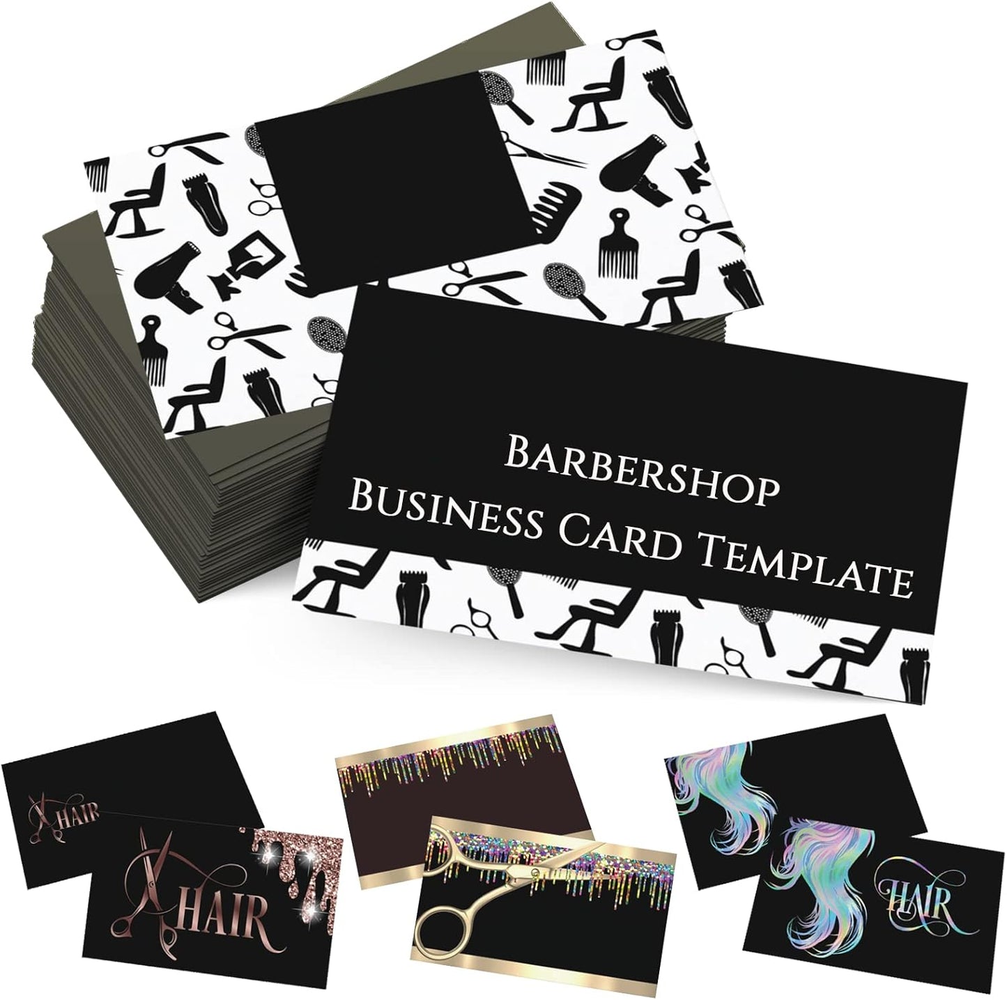 Custom Business Cards Personalized Business Cards for Small Business 300gsm Matte Paper Front & Back Sides Printed 3.5" x 2" - Barbershop Template