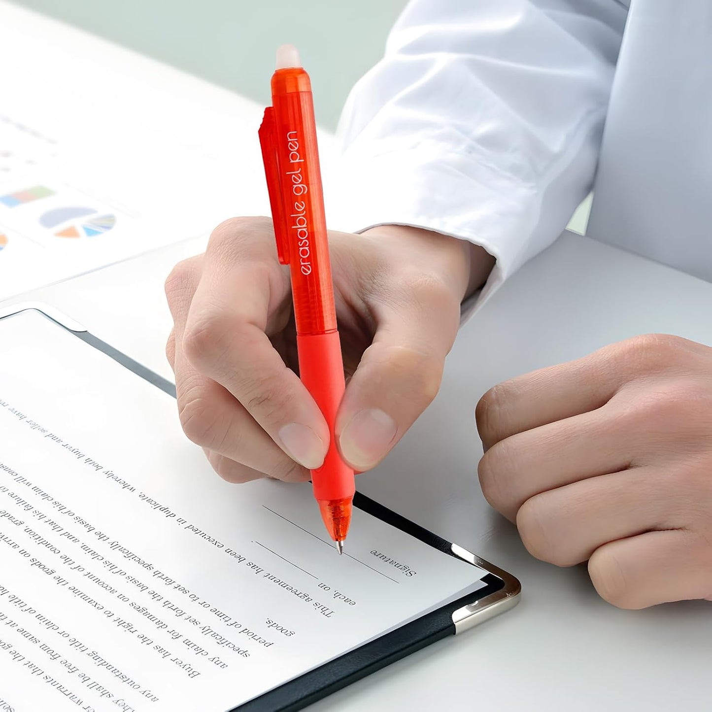 8-Pack Red Erasable Pens, Gel Pens,Red pens,Red Ink pens, 0.7mm Fine Point, Smooth Writing & Clean Erase Perfect for School, Office, Kids & Gift