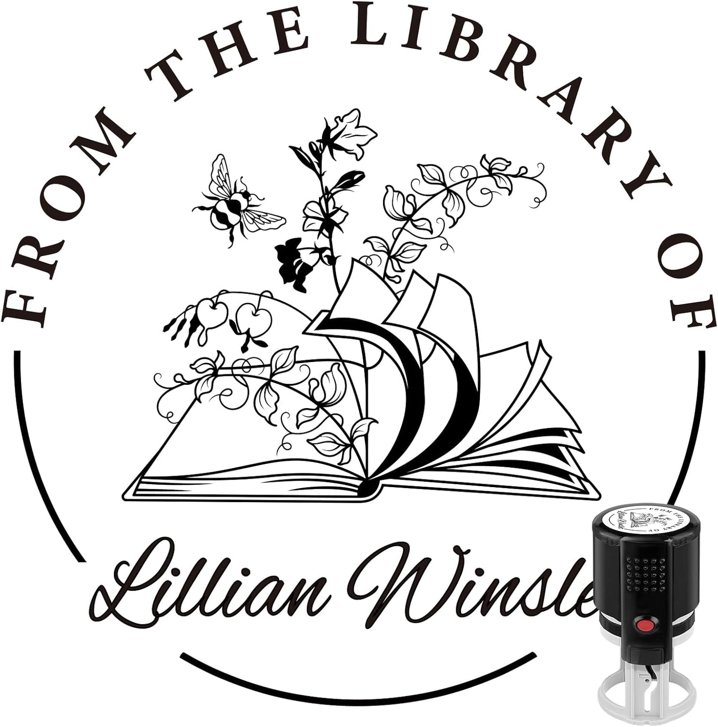 Custom Self-Inking Stamps | Personalized Book Stamp Gift for Book Lovers | 5 Ink Colors (Style11)