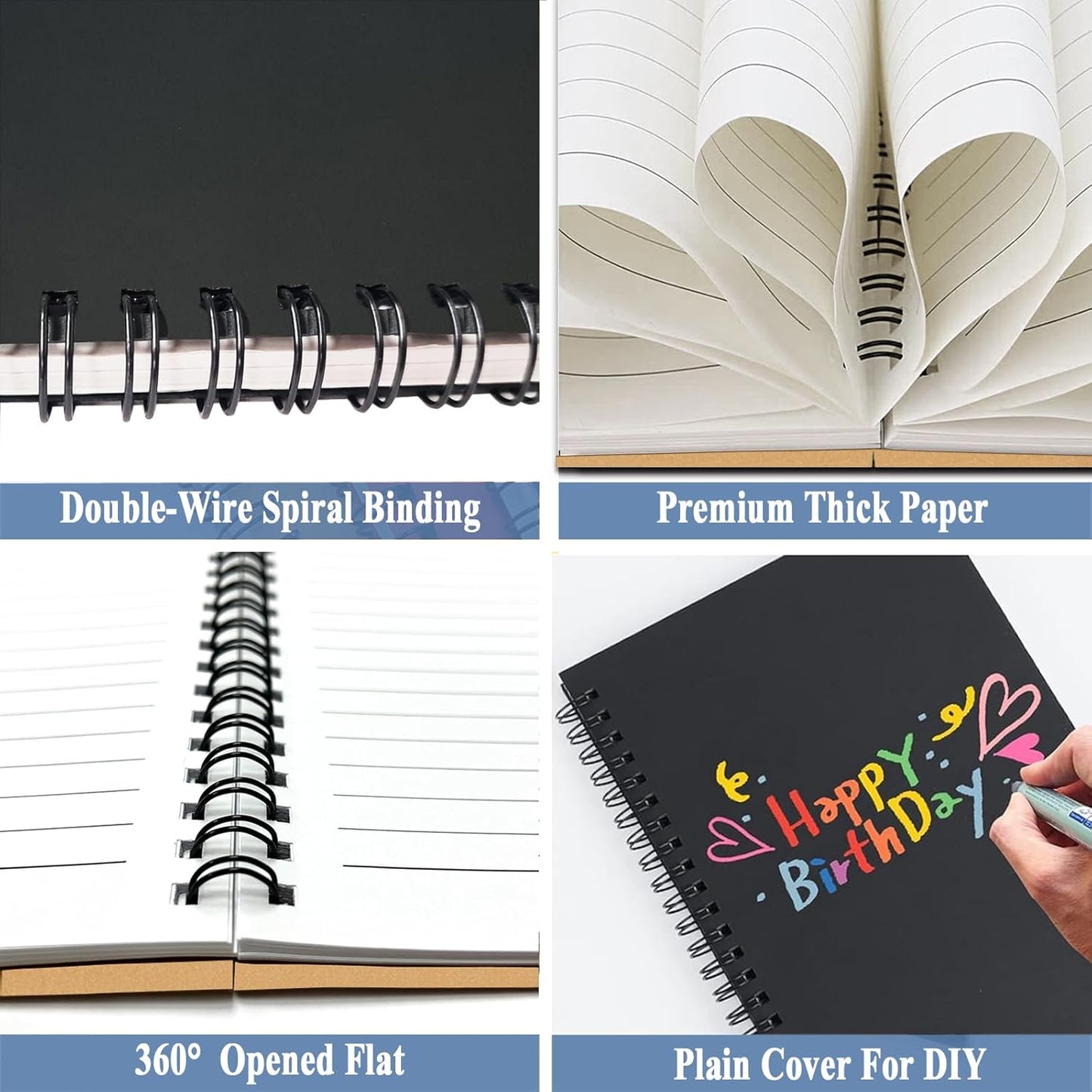 GINMLYDA Small Spiral Notebook A5, 2Pack 120 Lined Pages 8.25x5.5 Inches Spiral Journal Kraft Cover Notebooks & Writing Pads for School Home Office Aesthetic Sketch Drawing Note