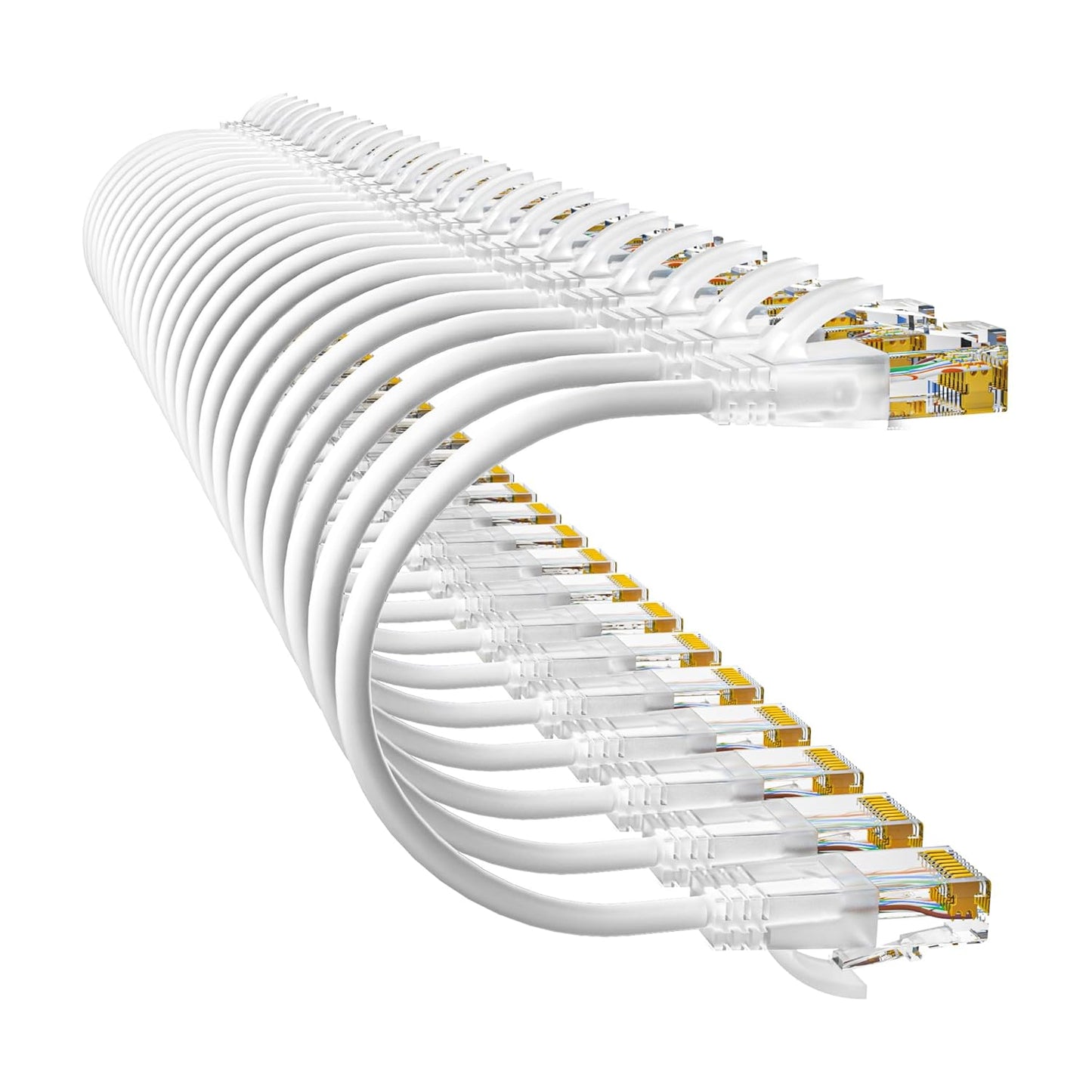 Cat6a Patch Cables 1ft (24 Pack) Slim, Cat6 Ethernet Patch Cable Pure Copper, Flexible Cat 6 Patch Cable 550MHZ 10G, Space-Saving Cat 6A Network Cables for Patch Panel, White