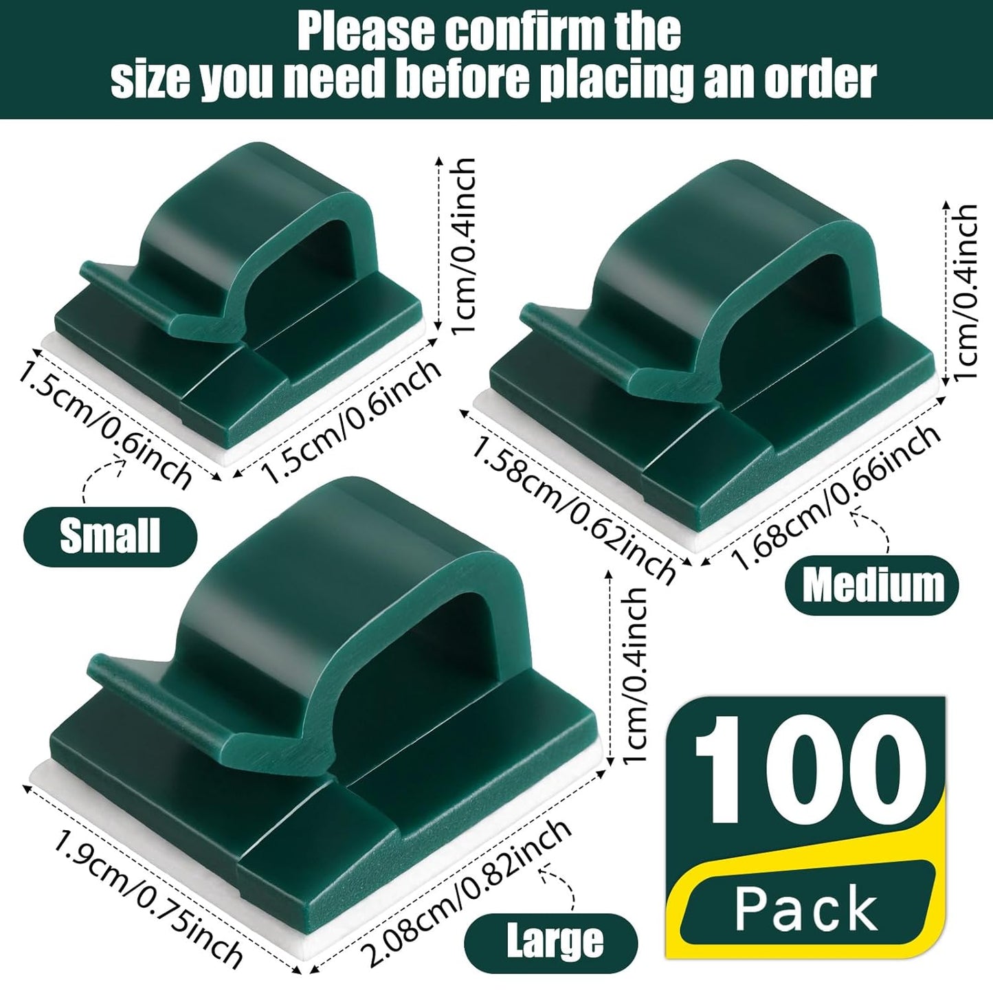 Blulu 100 Pcs Adhesive Cable Clips Bulk Wire Holder for Cord Organizer Clips Cable Management Outdoor Light Hooks for Christmas Wall String Lights Fairy Lights