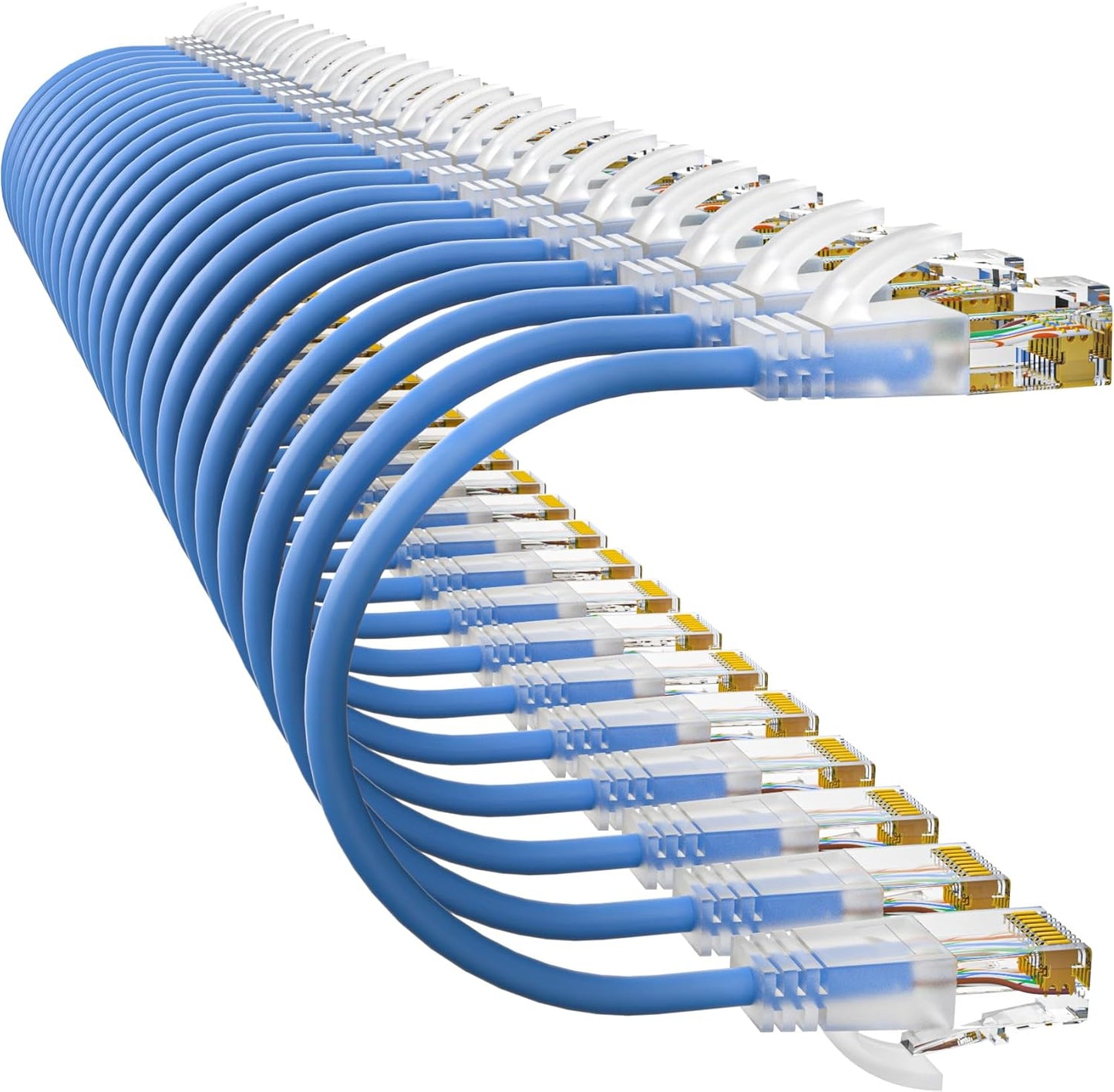Cat6a Patch Cables 3ft (24 Pack) Slim, Cat6 Ethernet Patch Cable Pure Copper, Flexible Cat 6 Patch Cable 550MHZ 10G, Space-Saving Cat 6A Network Cables for Patch Panel, Blue