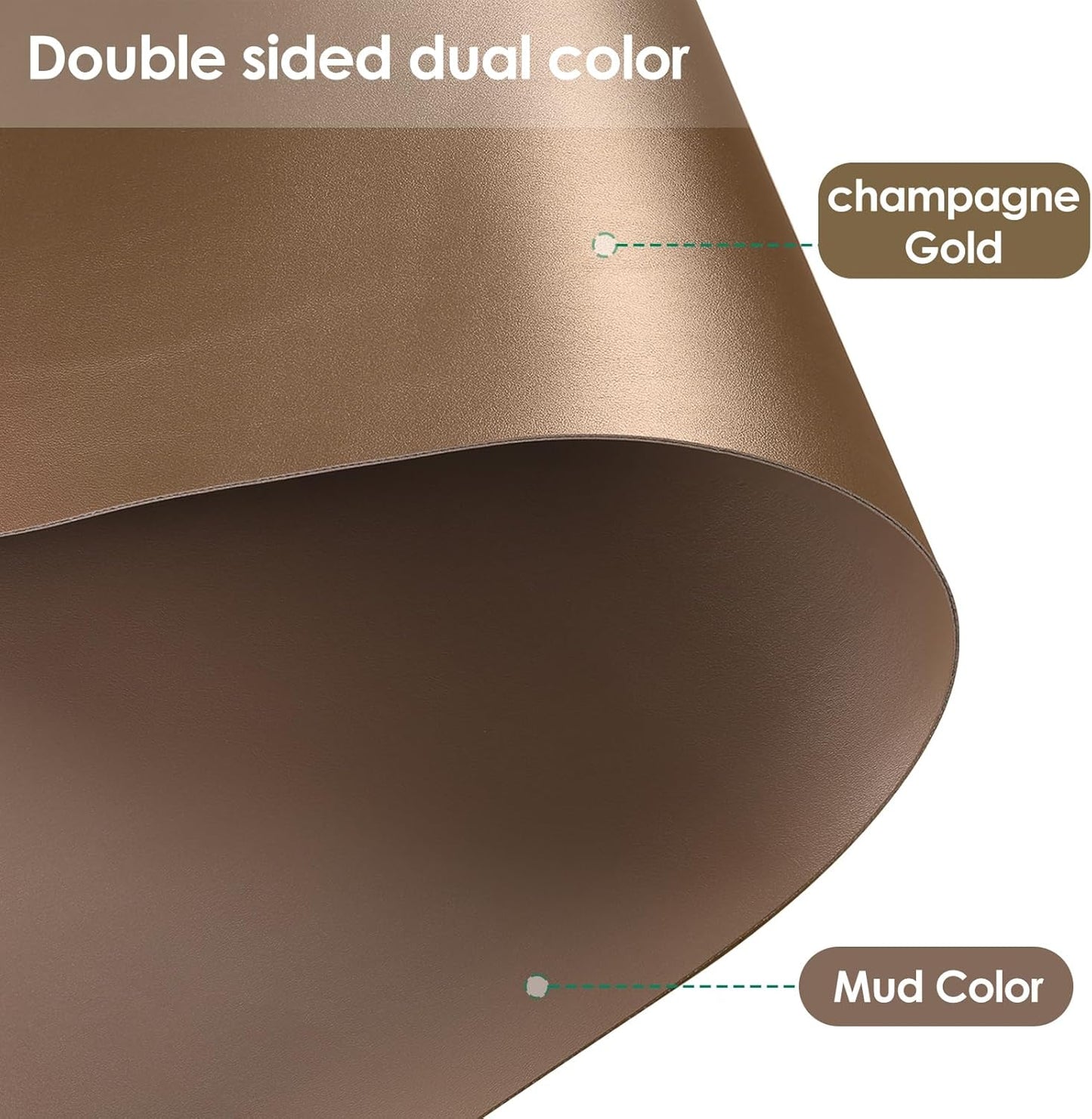 Leather Table Cover,1.8mm Thick,36x72 Inch Table Protector,Table Protector for Dining Room Table,Dining Table Cover,Table Cover Protector,Dining Table Pad(Mud Color+Champagne Gold,36x72)