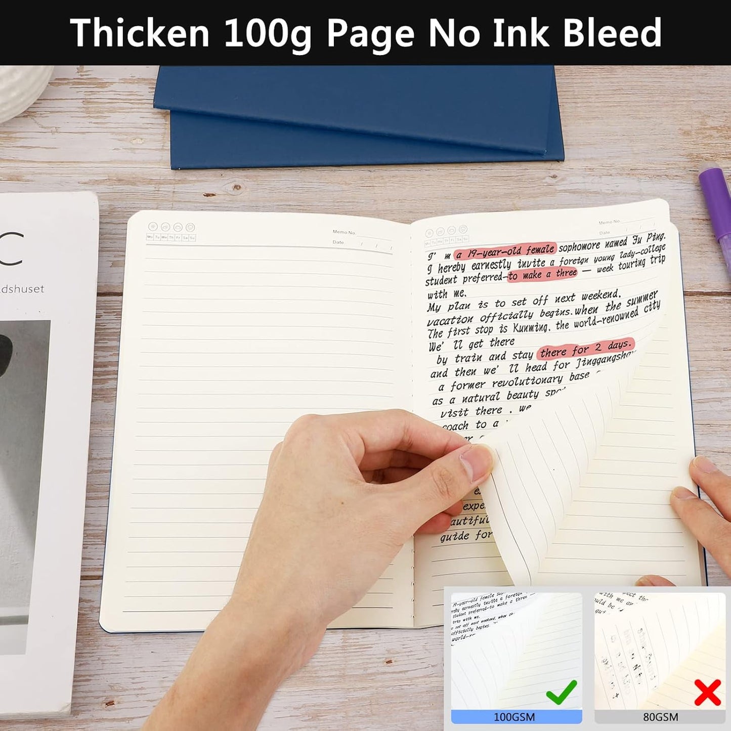 EUSOAR Notebook Journals, 24 Pack A5 5.5"x8.3" 60Pages/ 30Sheets Softcover College Ruled Notebooks, 100GSM Thick Lined Paper Travel Notepad Set Bulk for Students Office Writing Diary